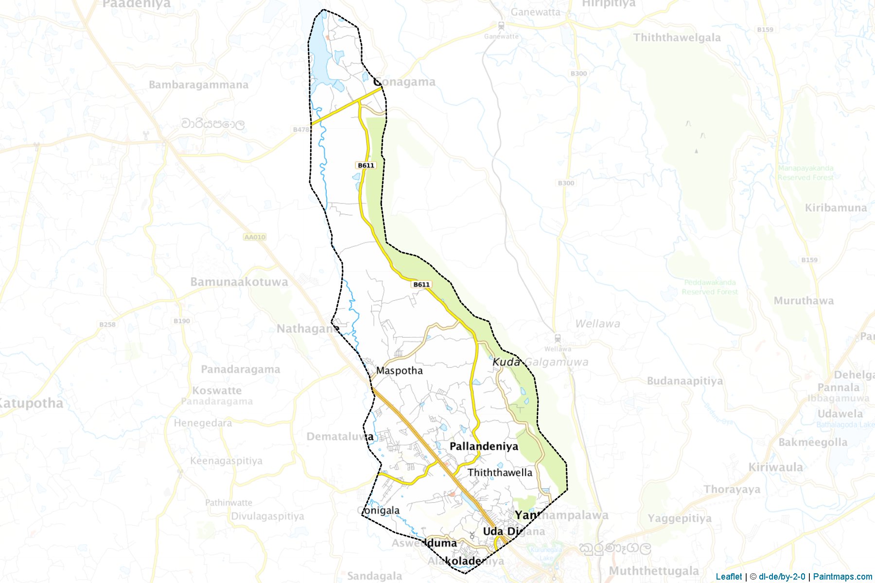 Muestras de recorte de mapas Maspotha (Kuruṇægala)-1