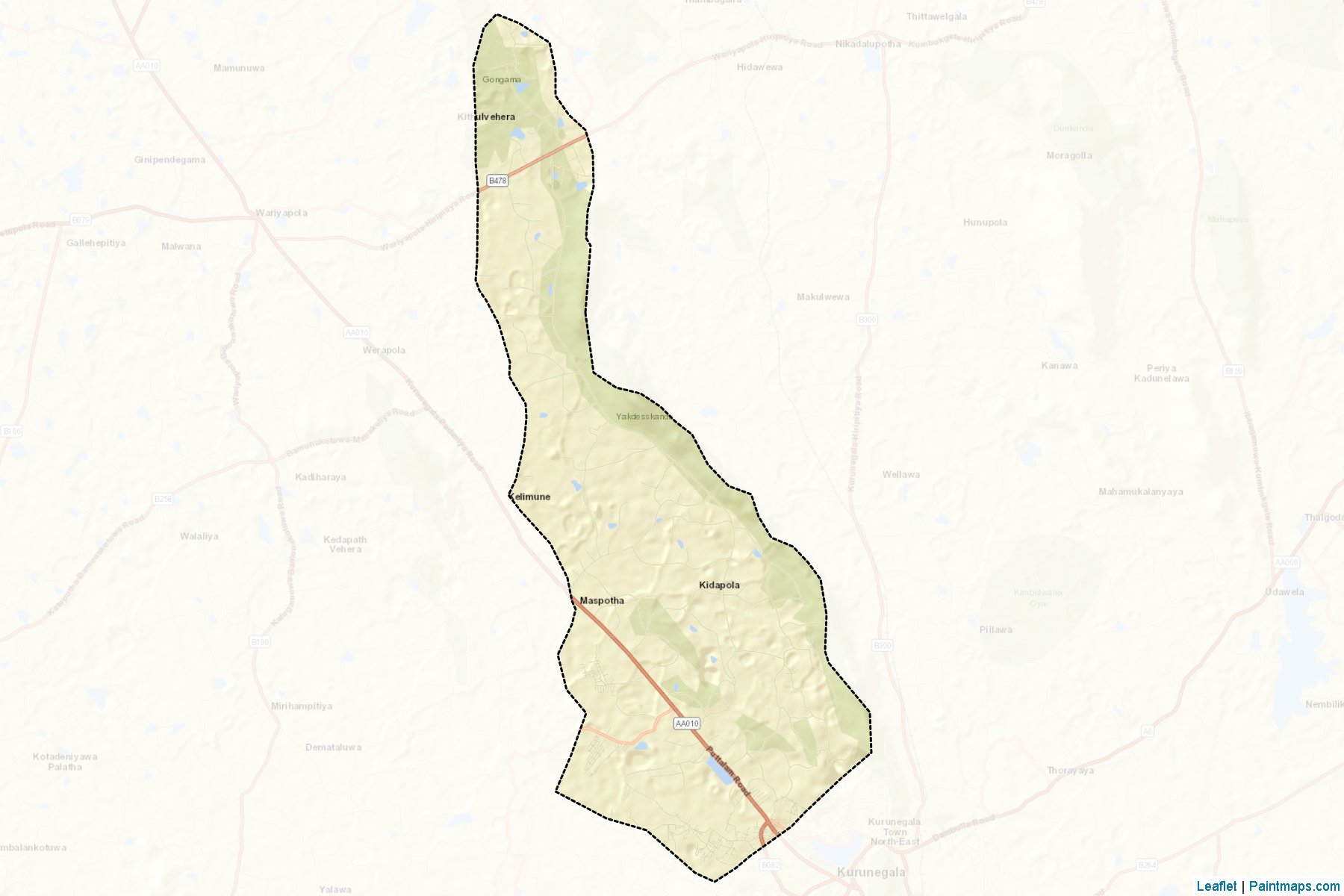 Muestras de recorte de mapas Maspotha (Kuruṇægala)-2