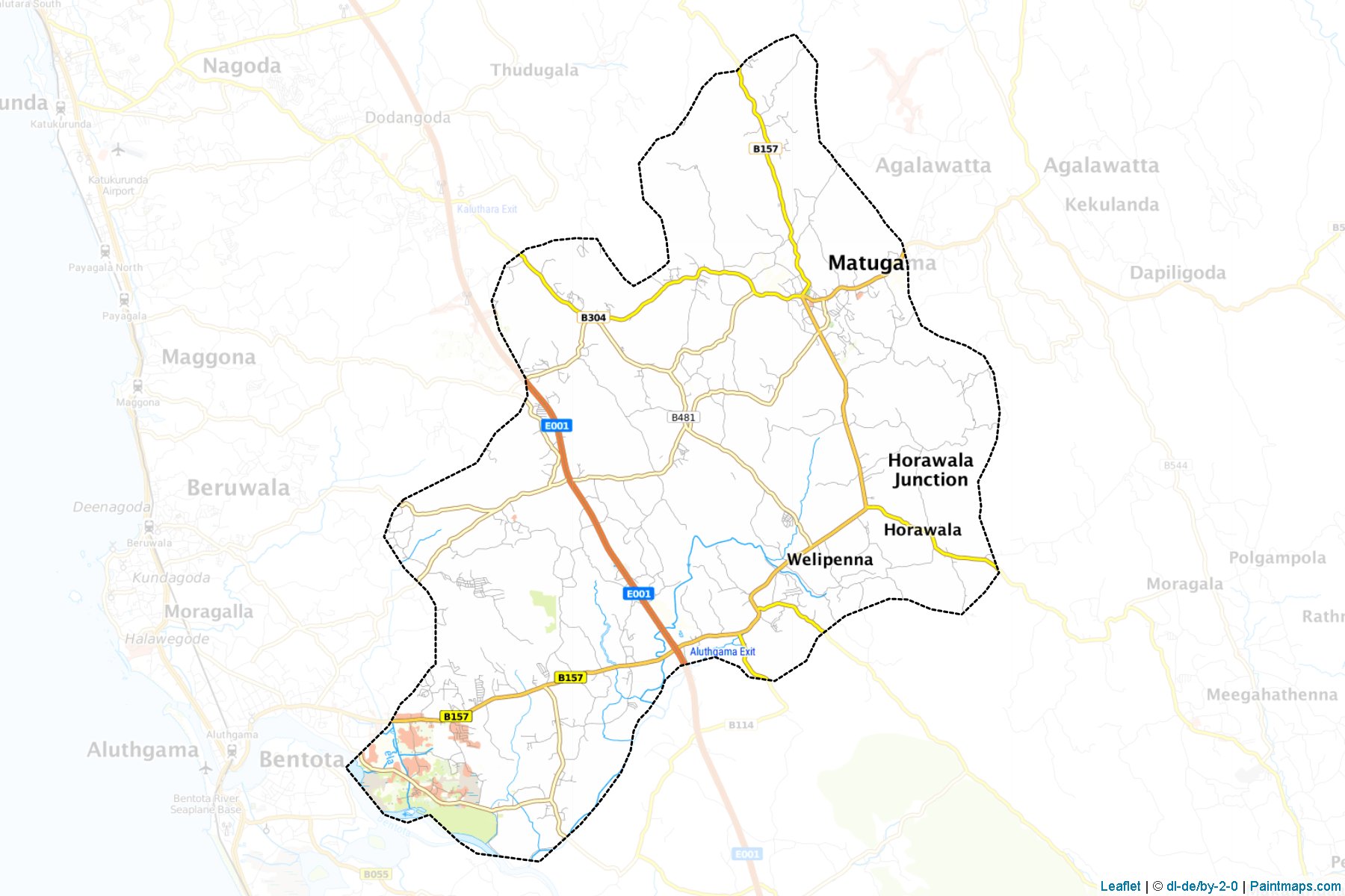 Muestras de recorte de mapas Mathugama (Kaḷutara)-1