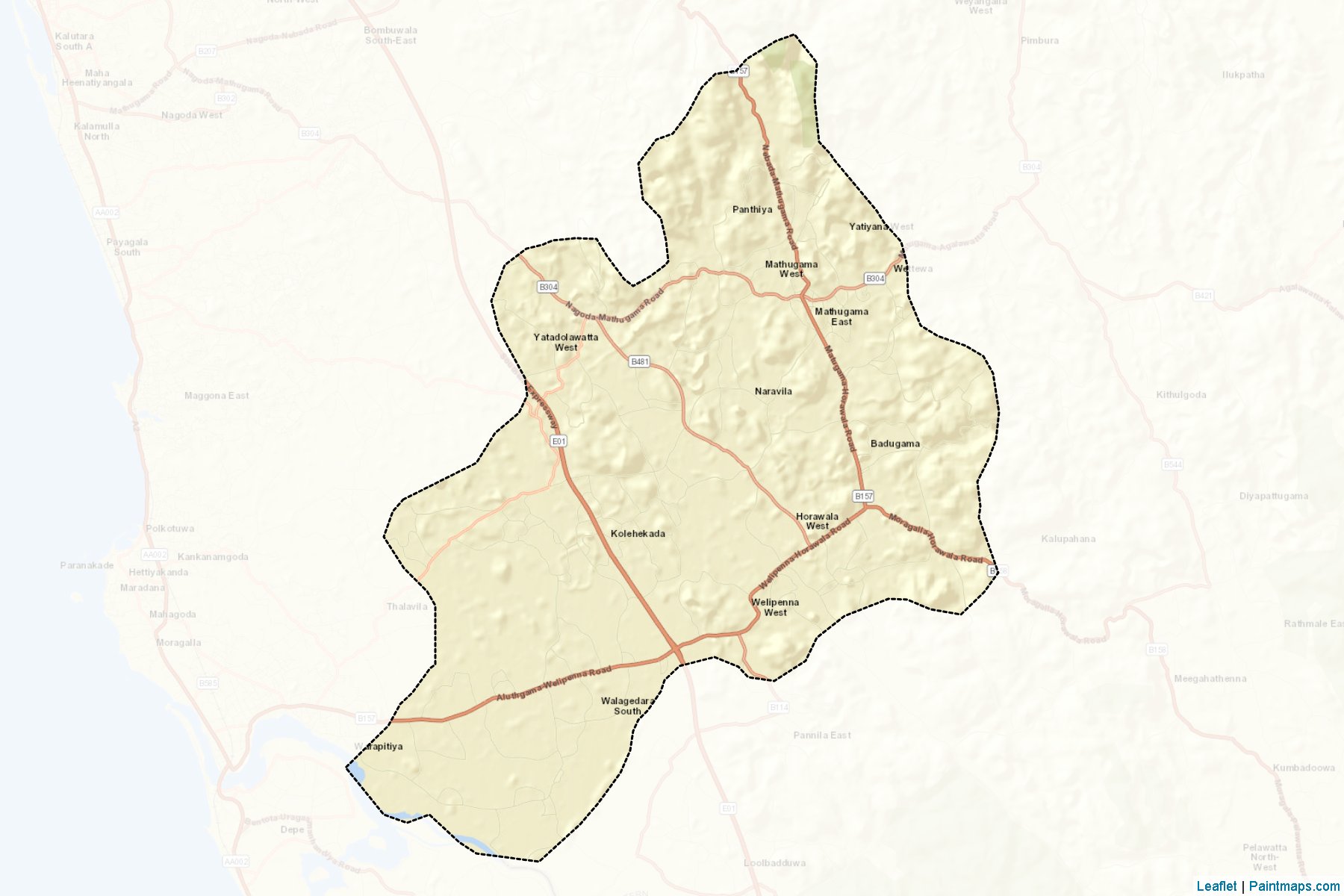 Muestras de recorte de mapas Mathugama (Kaḷutara)-2