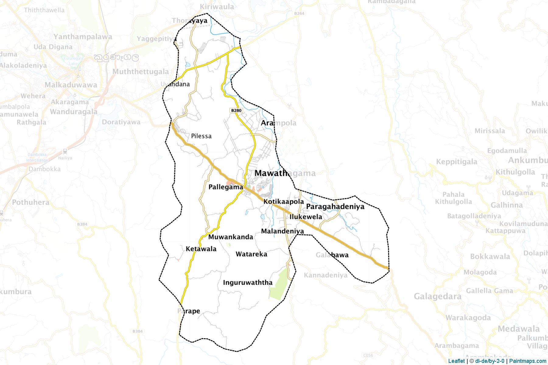 Muestras de recorte de mapas Mawathagama (Kuruṇægala)-1