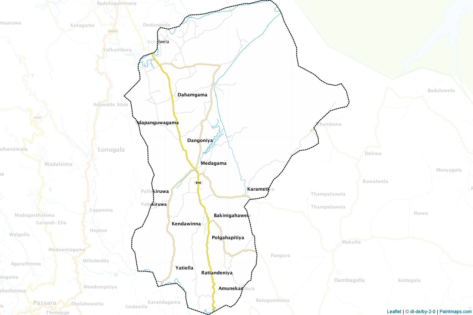 Muestras de recorte de mapas Medagama (Mŏṇarāgala)-1