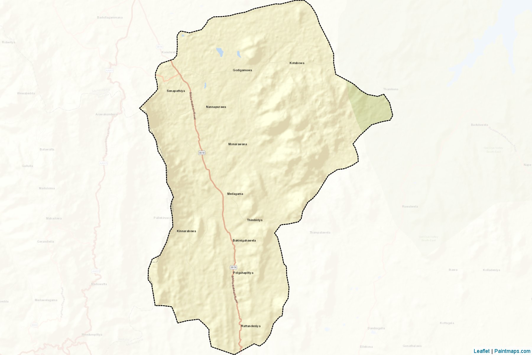 Muestras de recorte de mapas Medagama (Mŏṇarāgala)-2