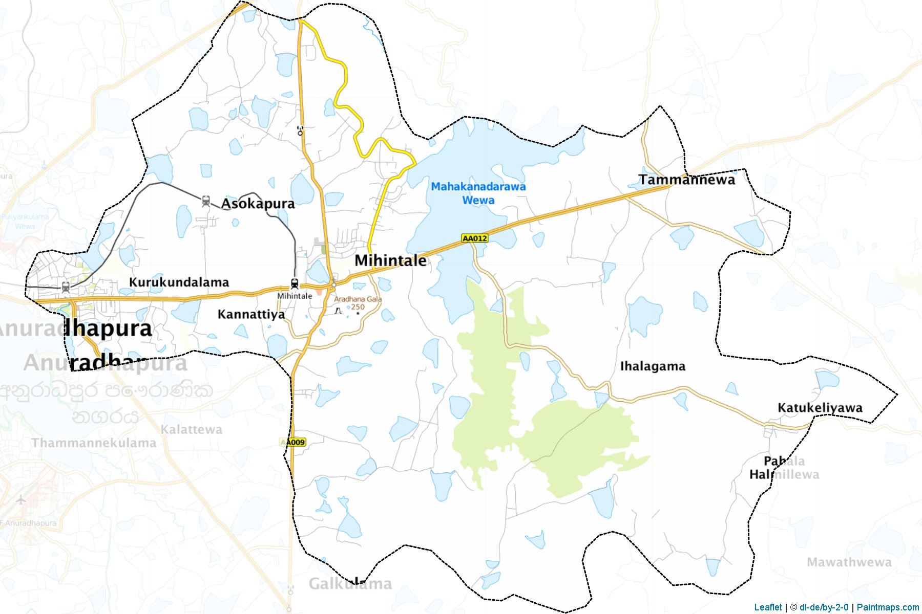 Muestras de recorte de mapas Mihinthale (Anurādhapura)-1