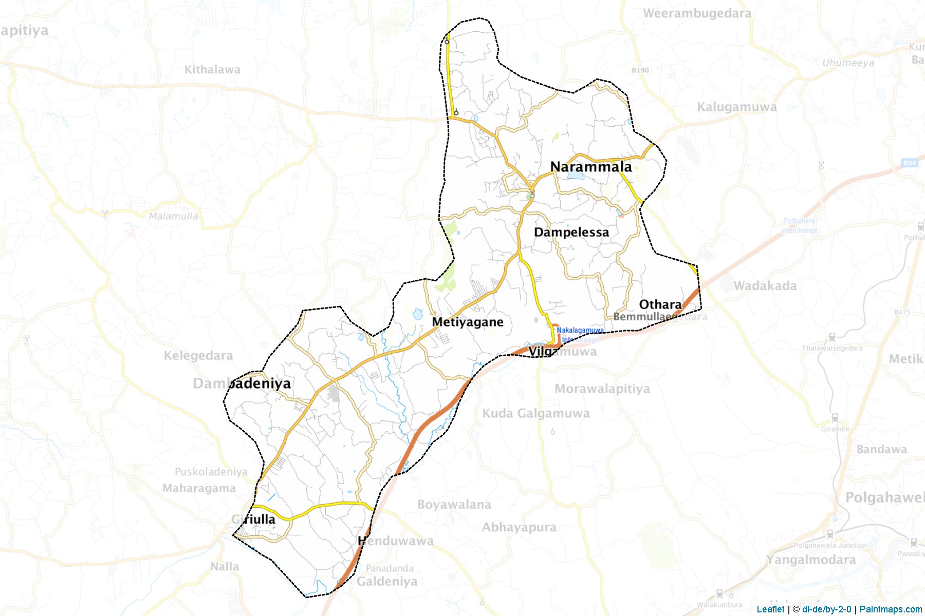 Muestras de recorte de mapas Narammala (Kuruṇægala)-1