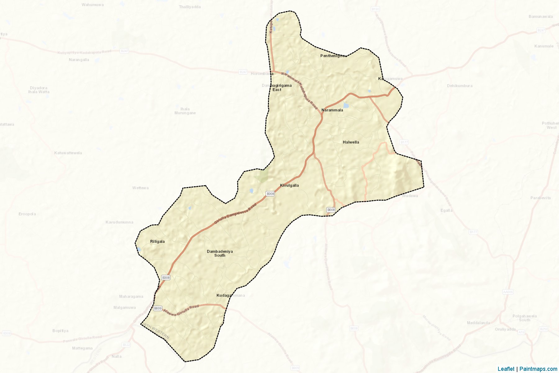 Muestras de recorte de mapas Narammala (Kuruṇægala)-2