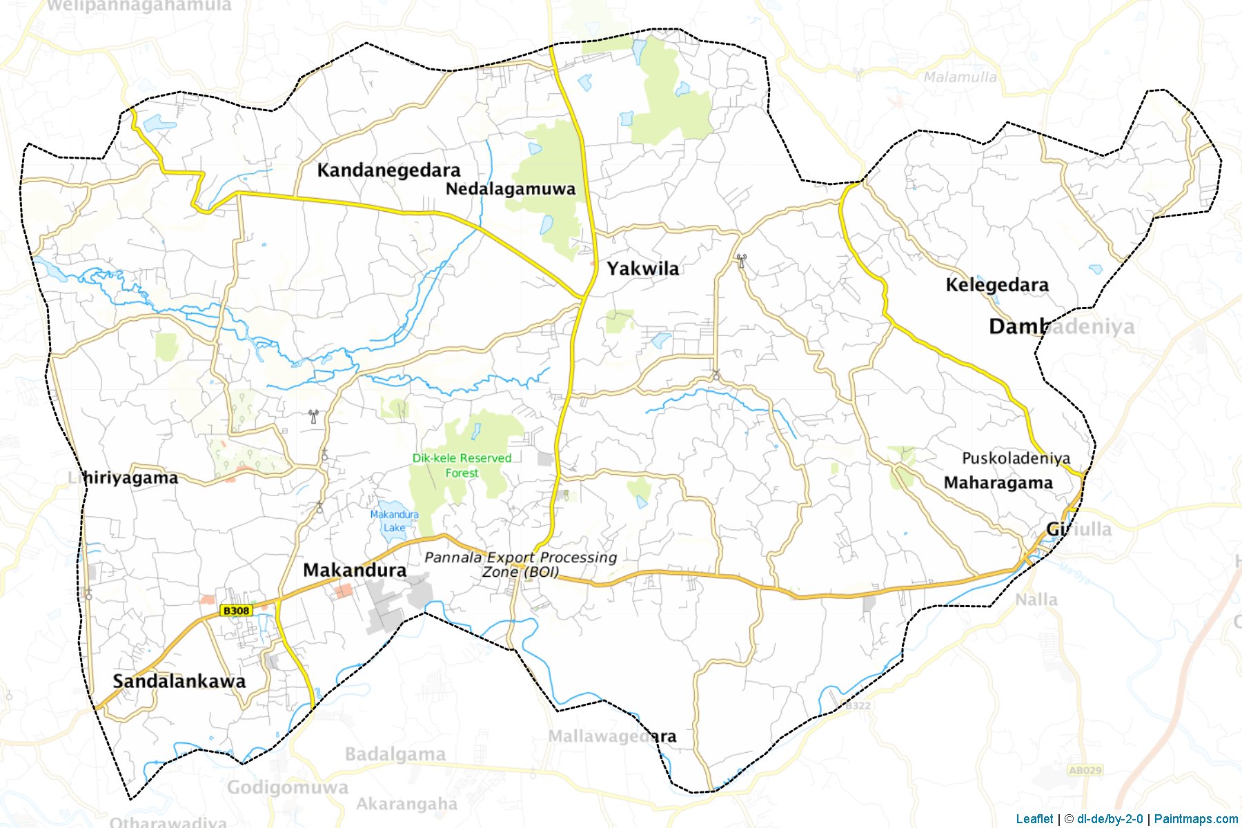 Muestras de recorte de mapas Pannala (Kuruṇægala)-1