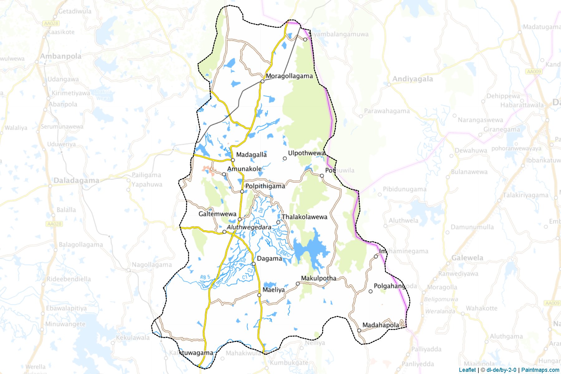 Muestras de recorte de mapas Polpithigama (Kuruṇægala)-1