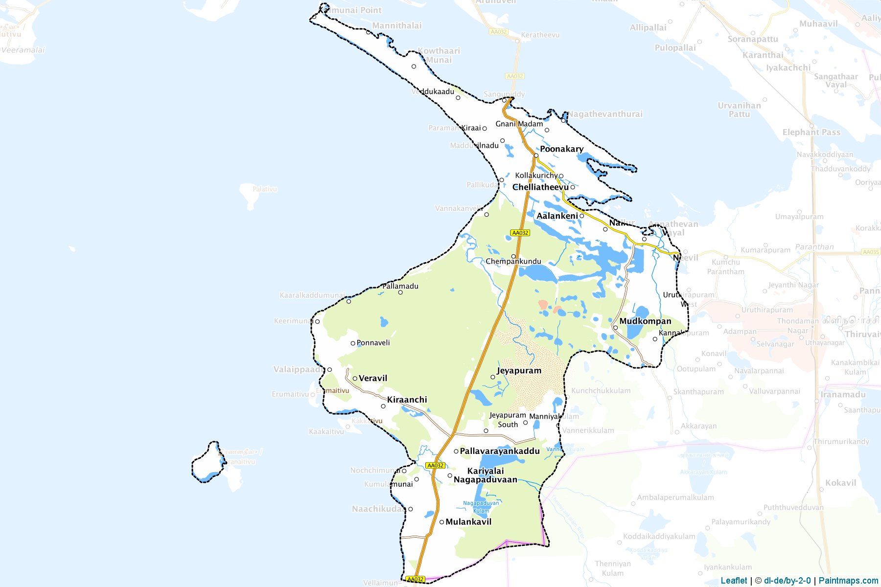 Muestras de recorte de mapas Poonakary (Kilinŏchchi)-1