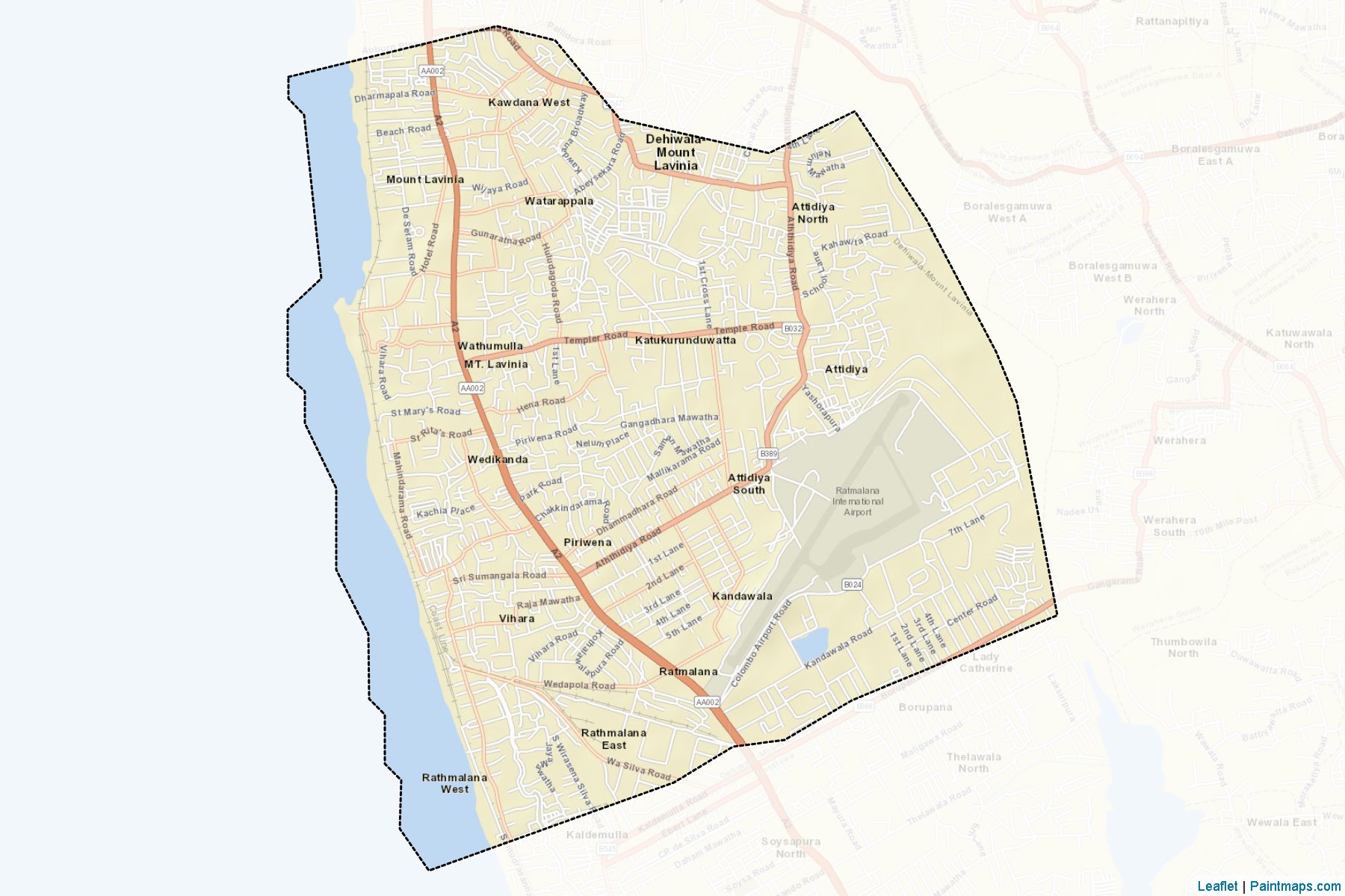 Muestras de recorte de mapas Rathmalana (Kŏḷamba)-2