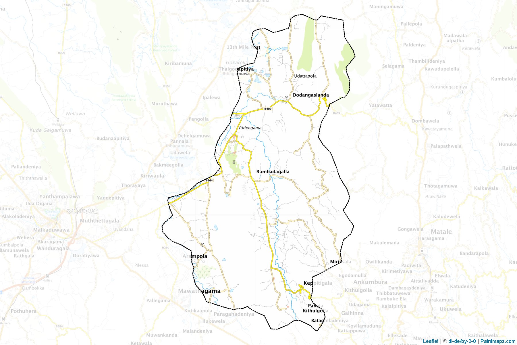 Muestras de recorte de mapas Ridigama (Kuruṇægala)-1