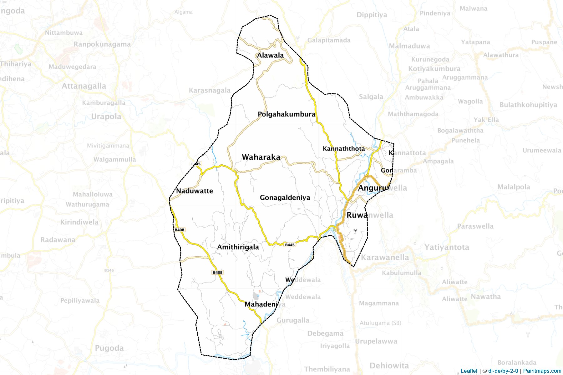 Muestras de recorte de mapas Ruwanwella (Kægalla)-1