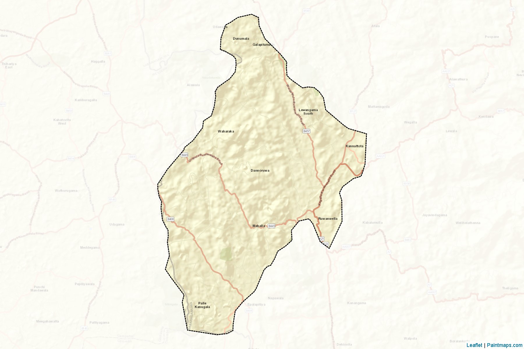 Muestras de recorte de mapas Ruwanwella (Kægalla)-2