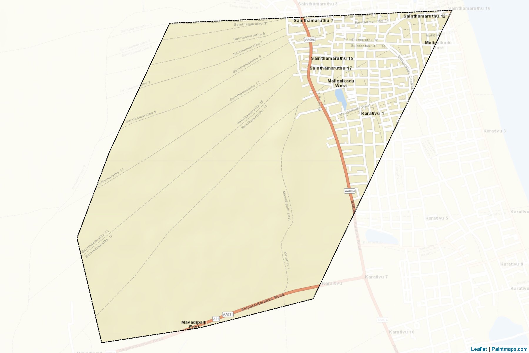 Muestras de recorte de mapas Sainthamarathu (Ampāra)-2