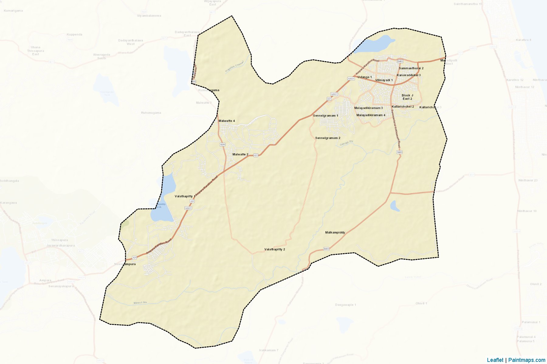 Muestras de recorte de mapas Sammanthurai (Ampāra)-2