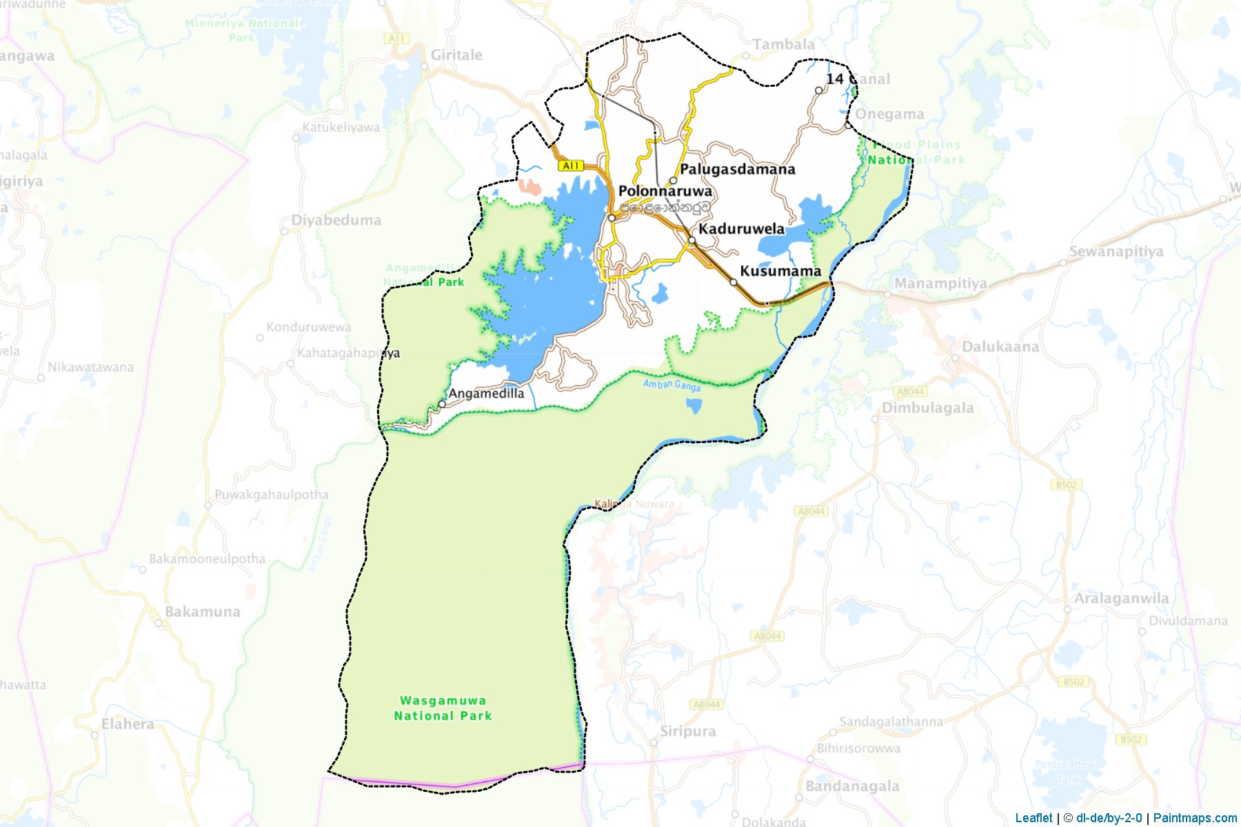 Muestras de recorte de mapas Thamankaduwa (Pŏḷŏnnaruva)-1