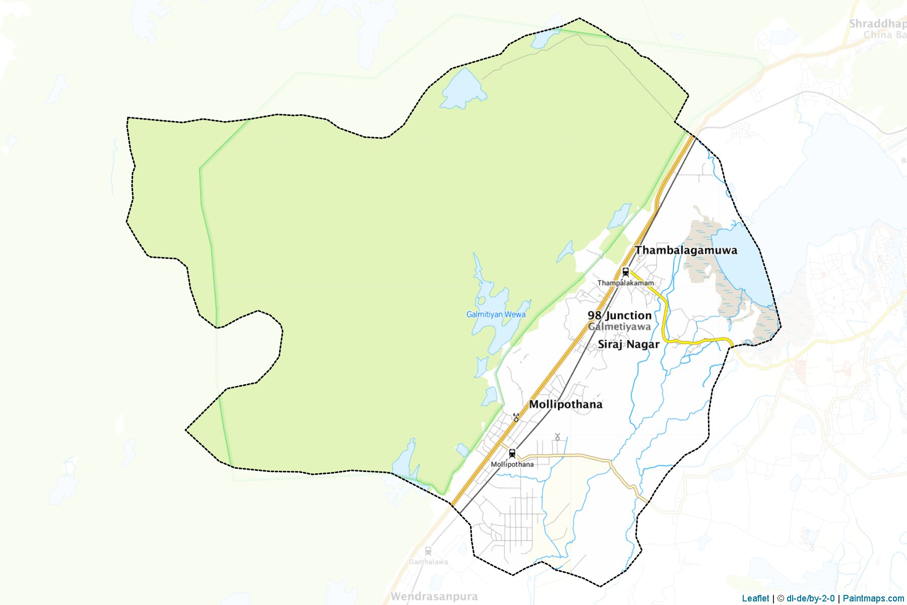 Muestras de recorte de mapas Thambalagamuwa (Trikuṇāmalaya)-1