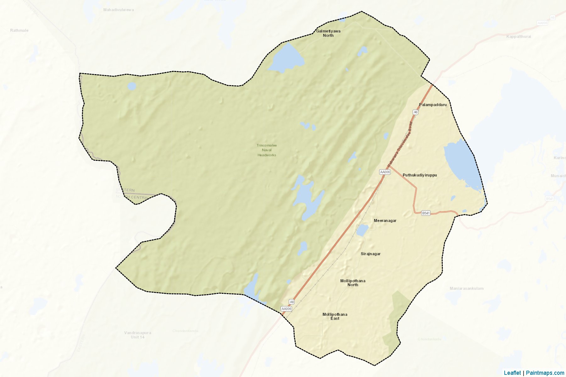 Muestras de recorte de mapas Thambalagamuwa (Trikuṇāmalaya)-2