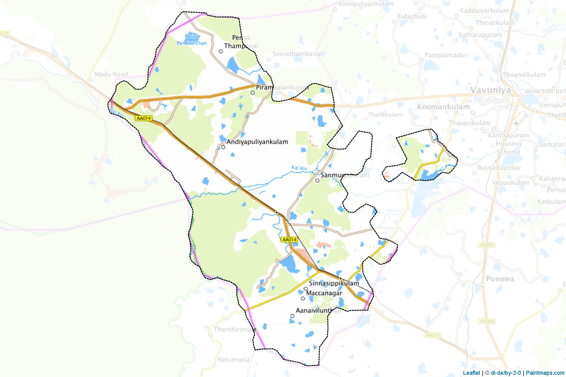 Muestras de recorte de mapas Vengalacheddikulam (Vavuniyāva)-1