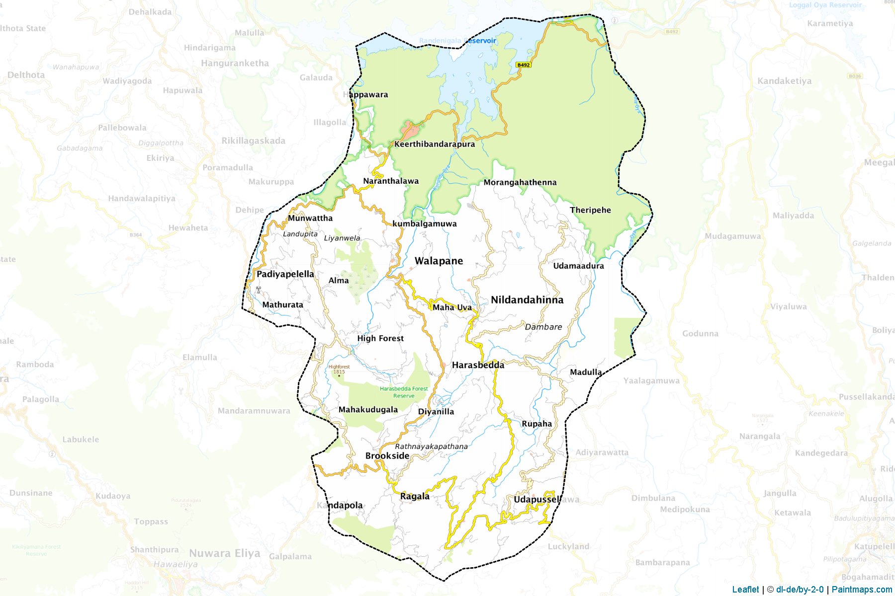 Muestras de recorte de mapas Walapane (Nuvara Ĕliya)-1