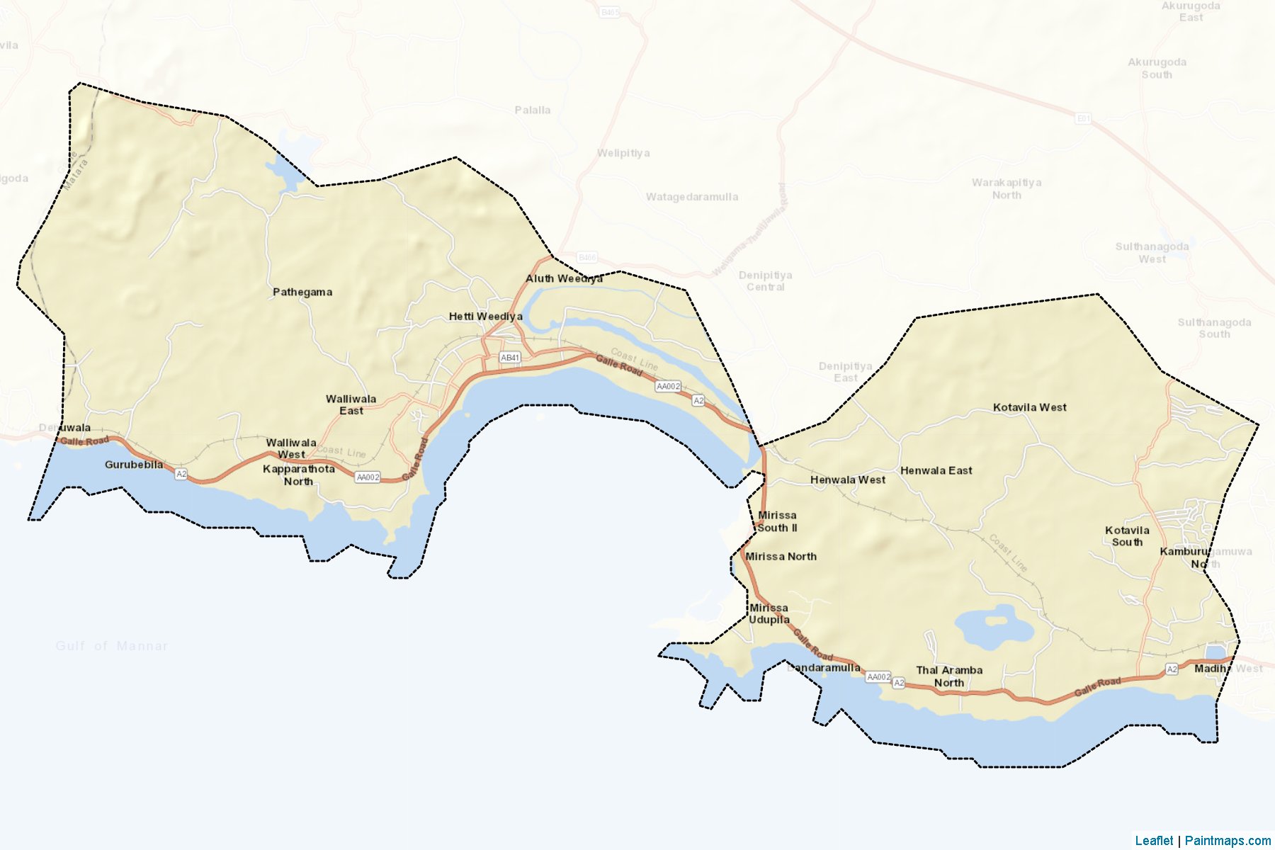 Muestras de recorte de mapas Weligama (Mātara)-2