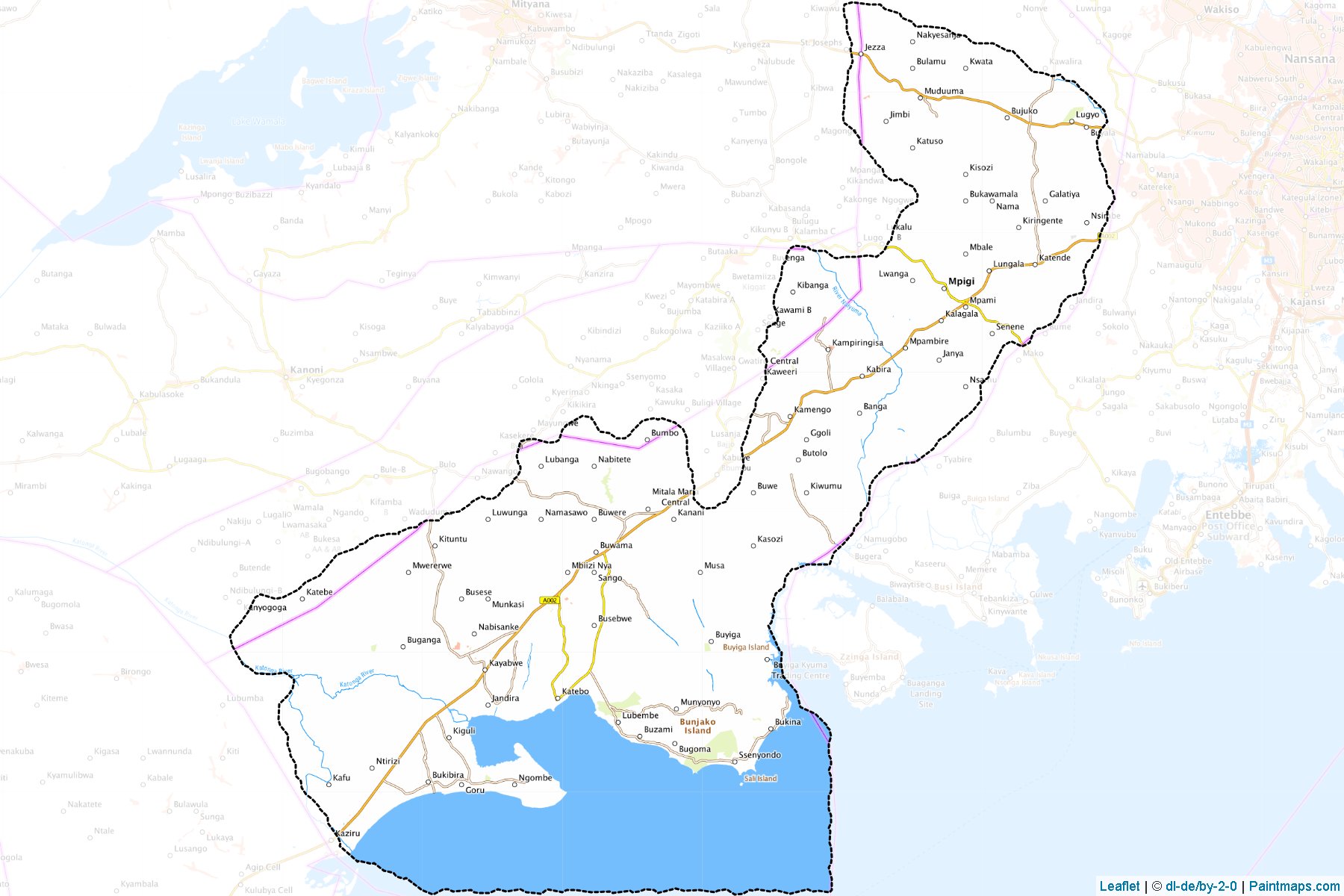 Muestras de recorte de mapas Mawokota (Mpigi)-1