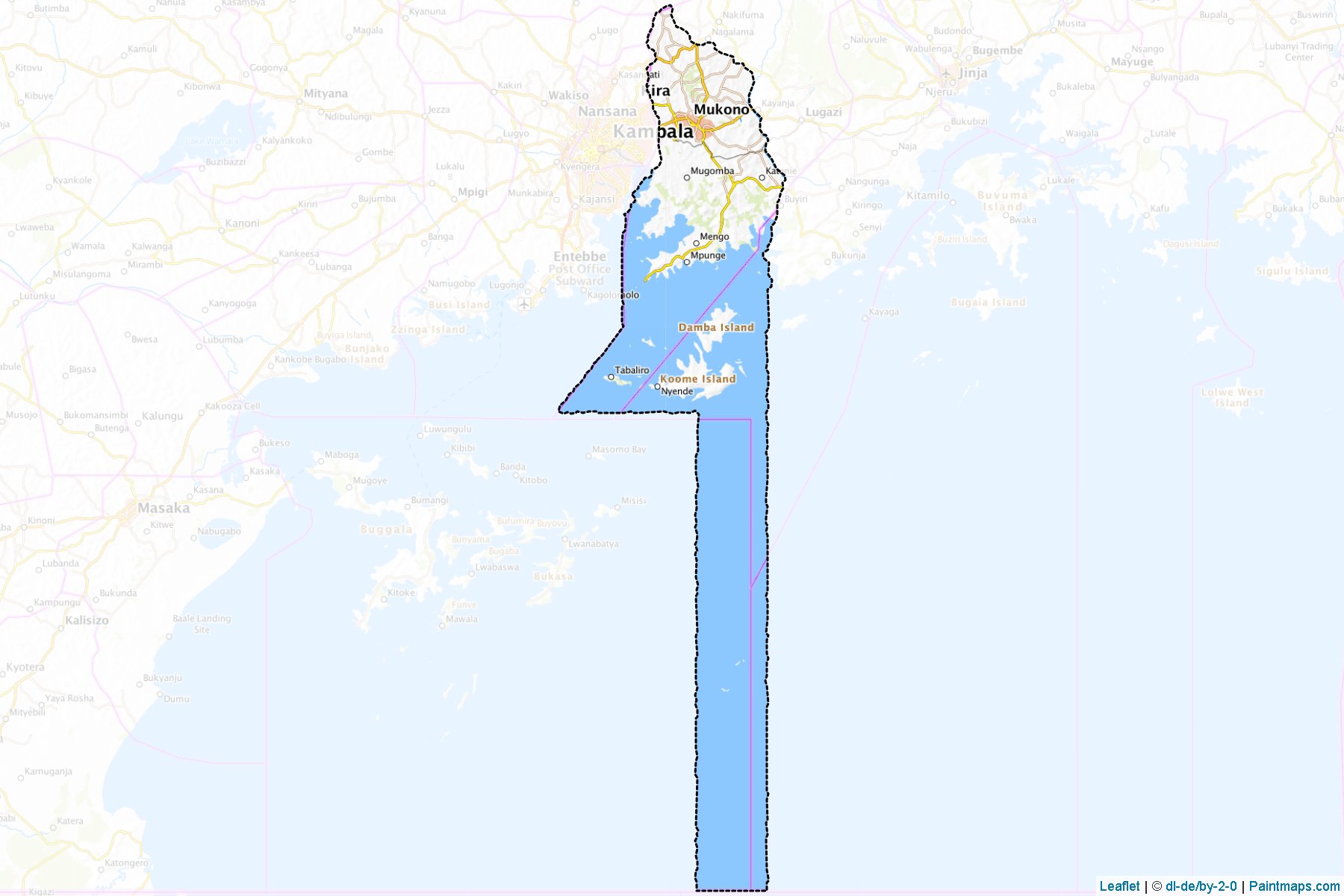 Make printable Mukono maps with border masking (cropping) using leaflet ...