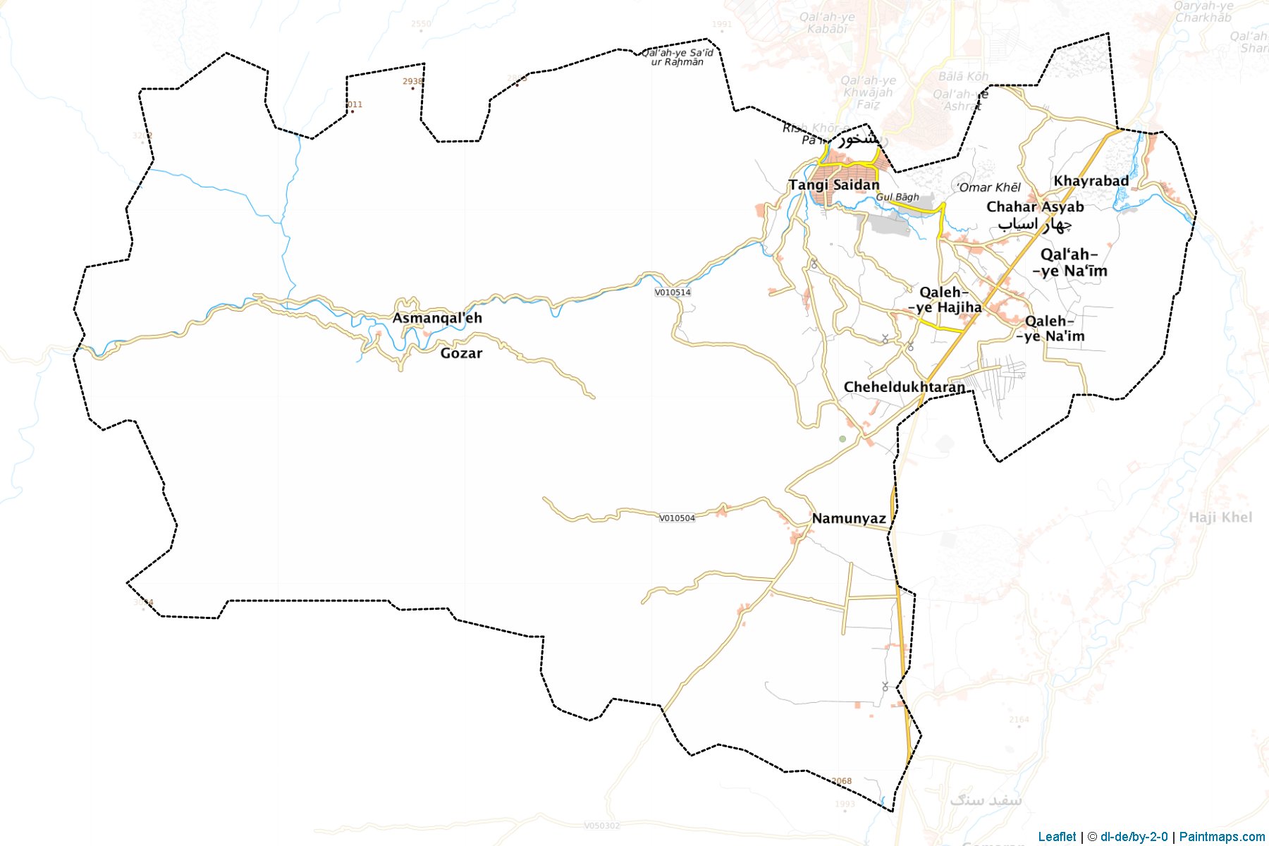 Muestras de recorte de mapas Chahar Asyab (Kabul)-1