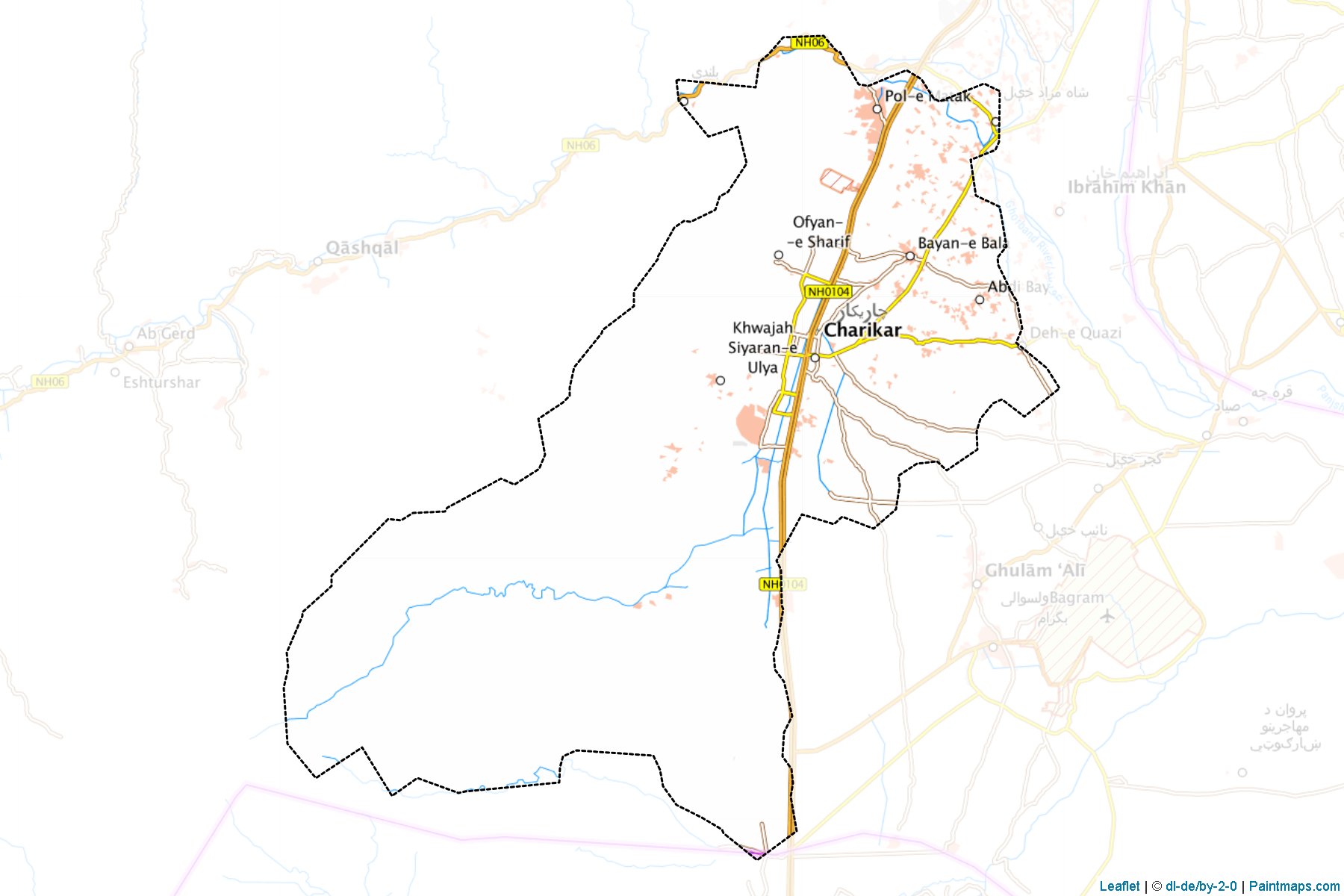 Muestras de recorte de mapas Chaharikar (Parwan)-1