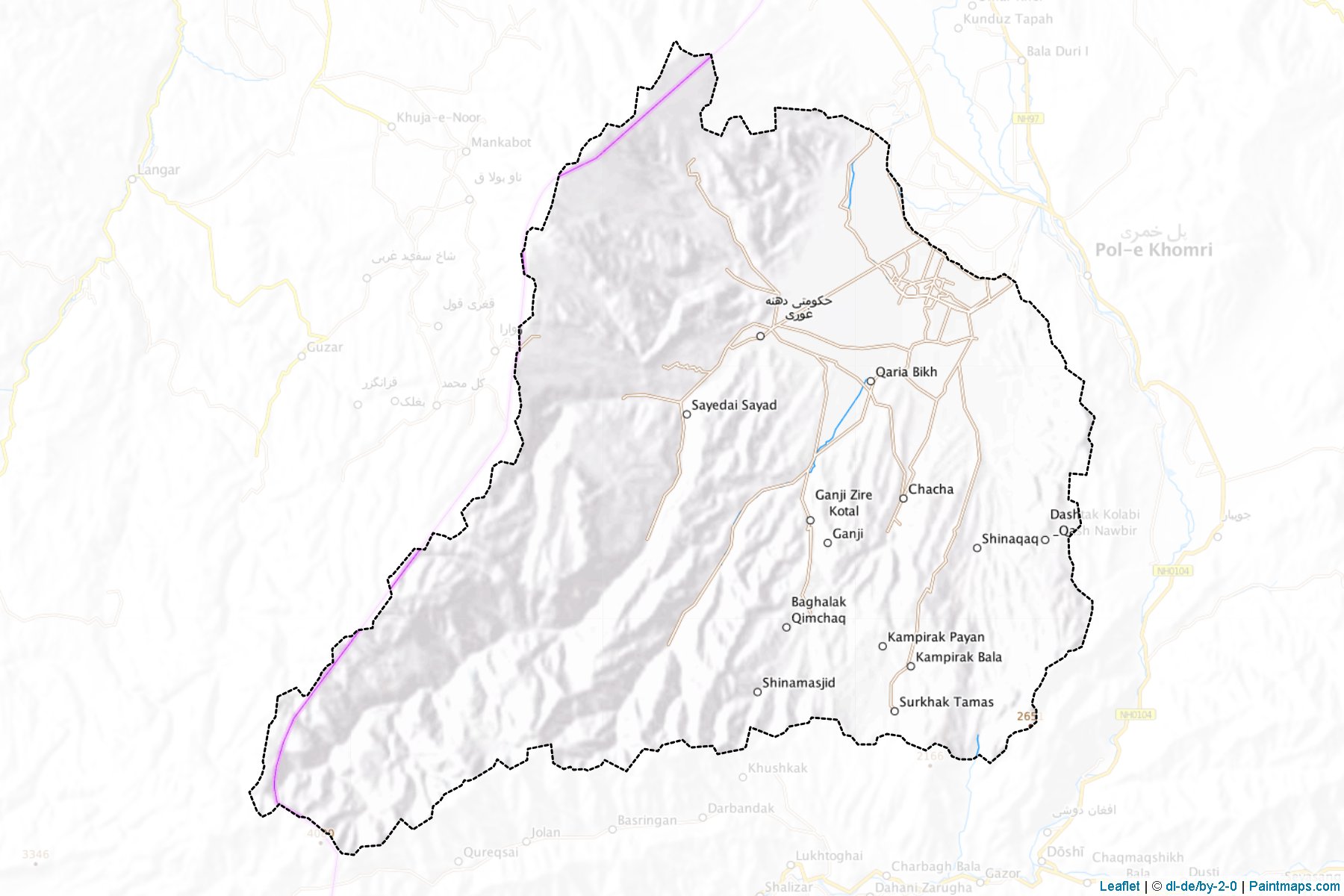 Muestras de recorte de mapas Dahann-i- Ghuri (Baghlan)-1