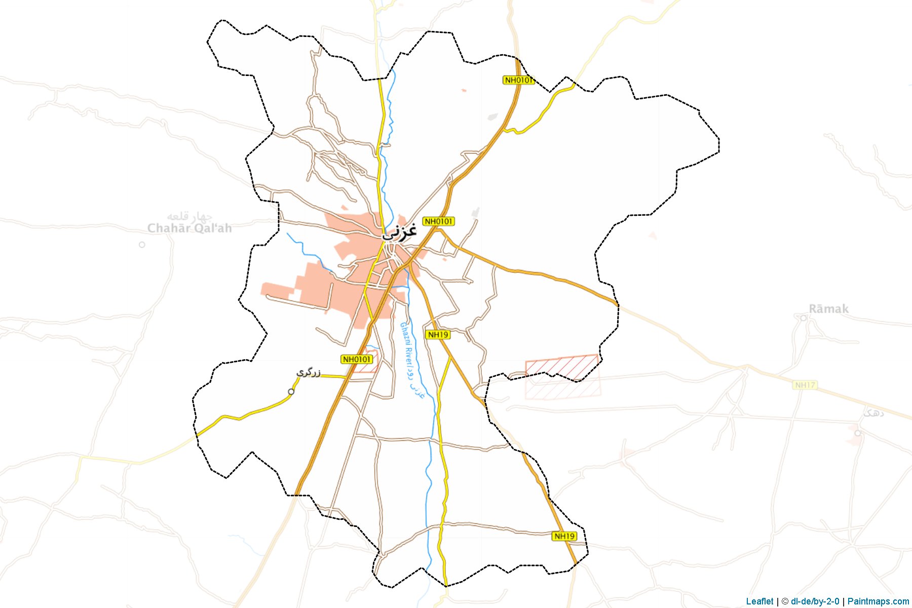 Muestras de recorte de mapas Ghazni (Ghazni)-1