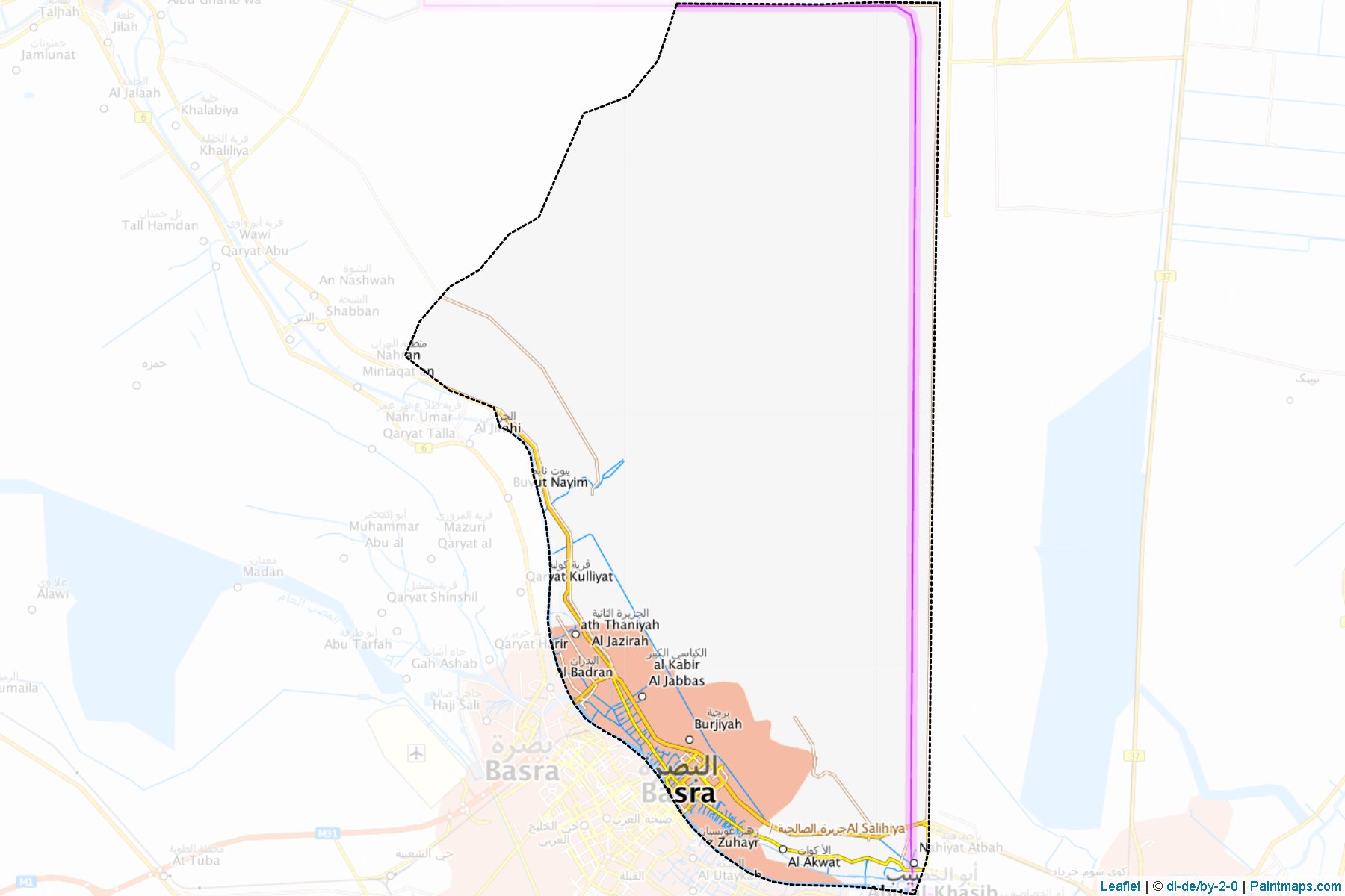 Muestras de recorte de mapas Shatt Al-Arab (Al-Basrah)-1