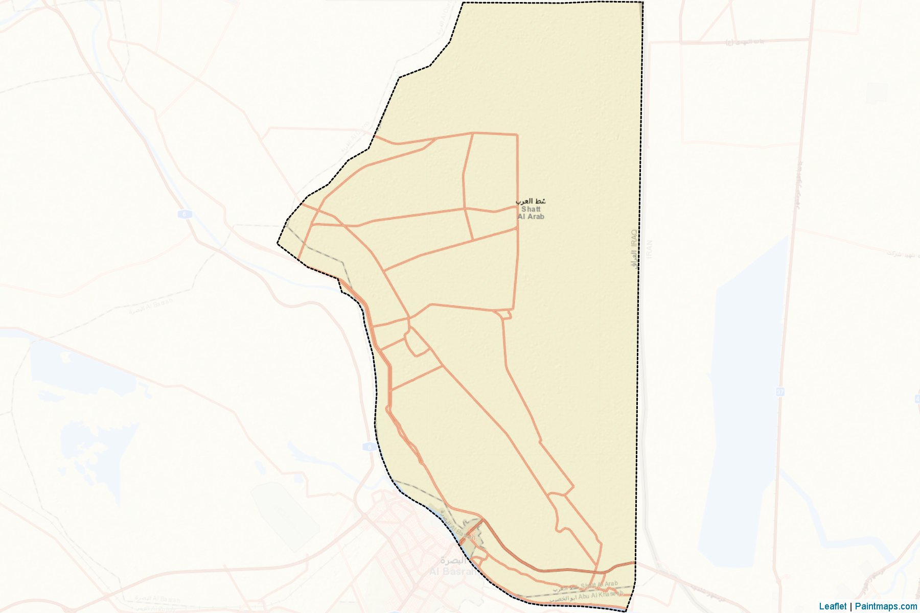 Muestras de recorte de mapas Shatt Al-Arab (Al-Basrah)-2