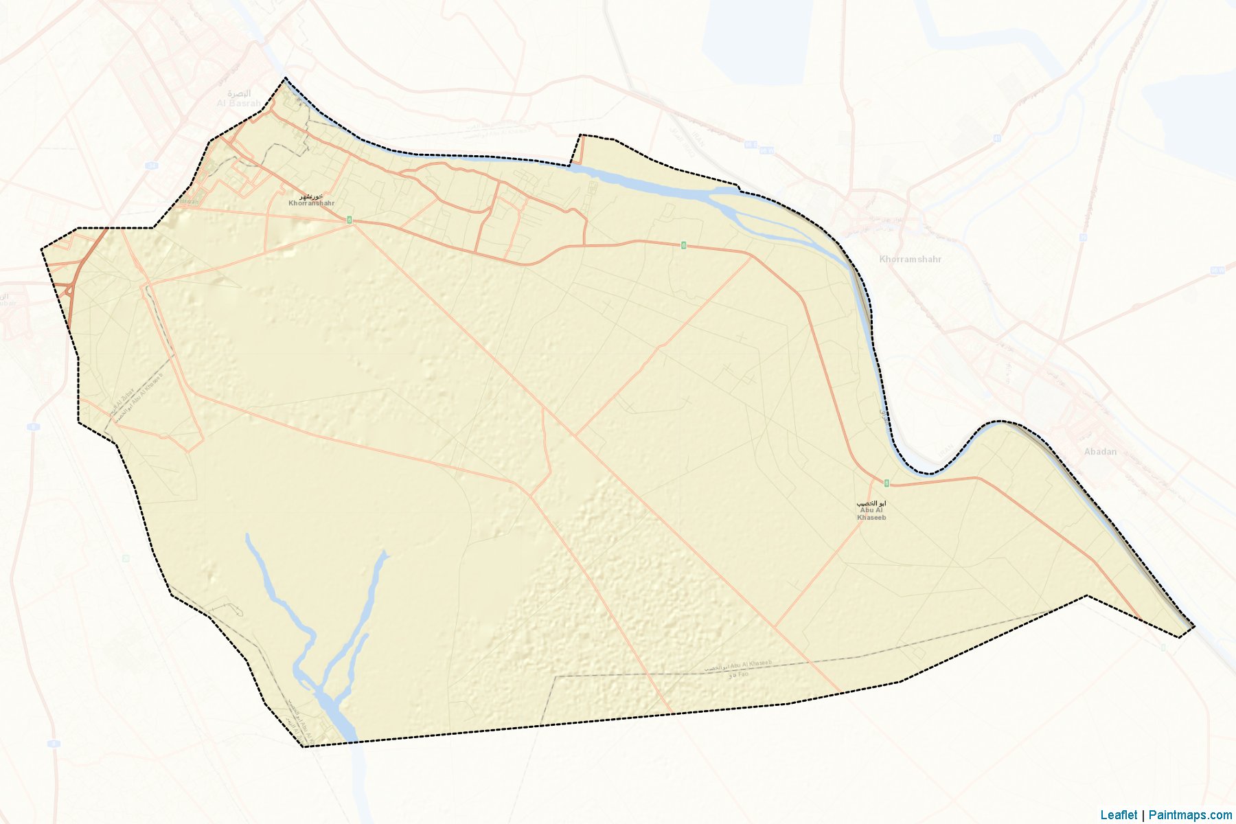 Muestras de recorte de mapas Abu Al-Khaseeb (Al-Basrah)-2