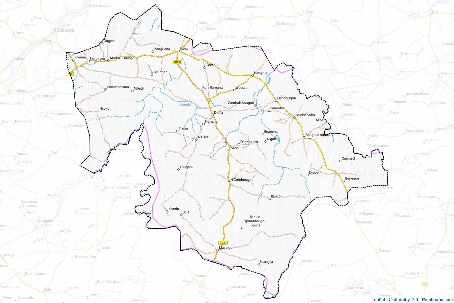 Muestras de recorte de mapas Dioila (Koulikoro)-1