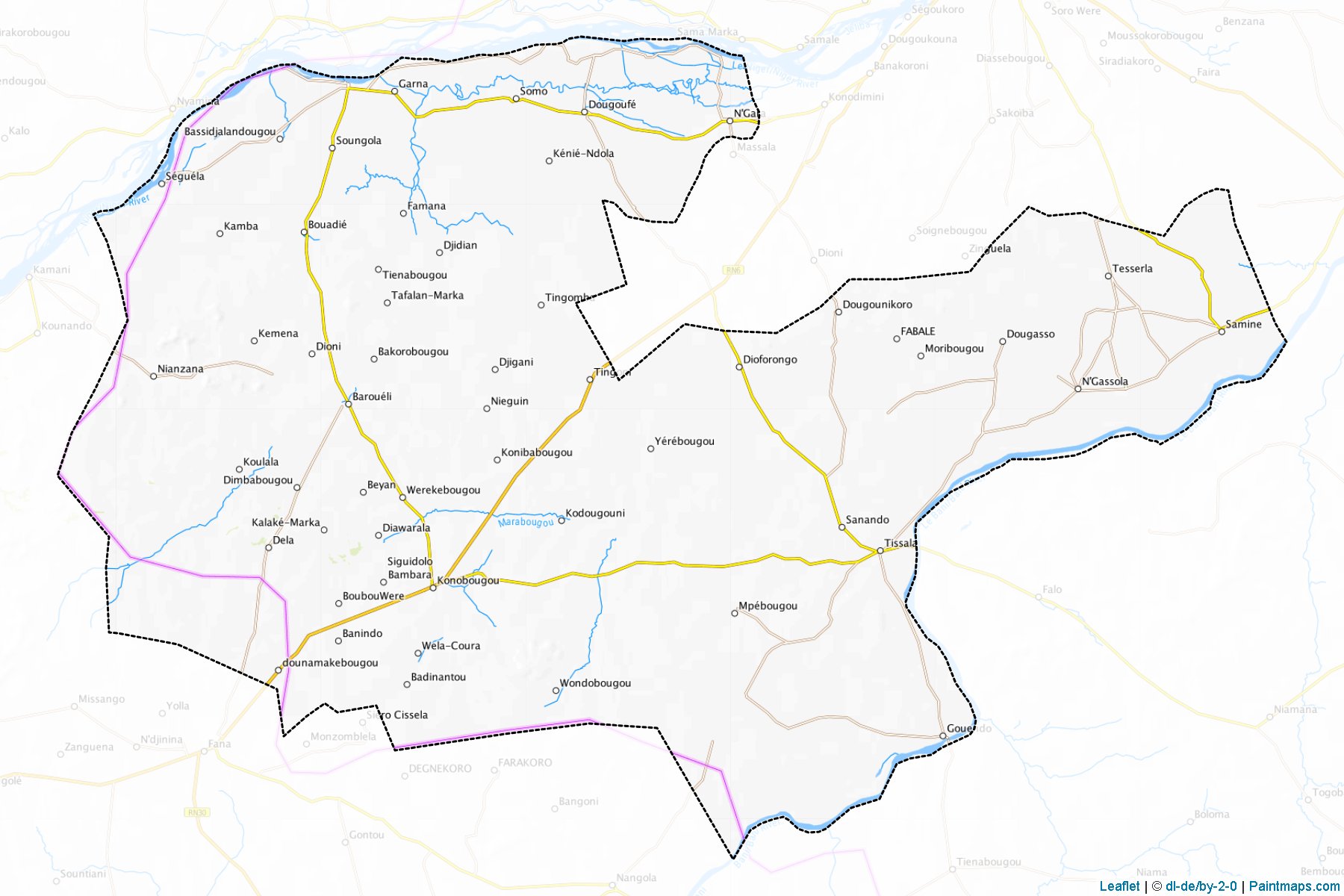 Muestras de recorte de mapas Baroueli (Ségou)-1