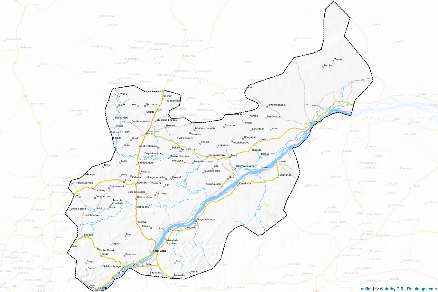 Muestras de recorte de mapas Koulikoro (Koulikoro)-1