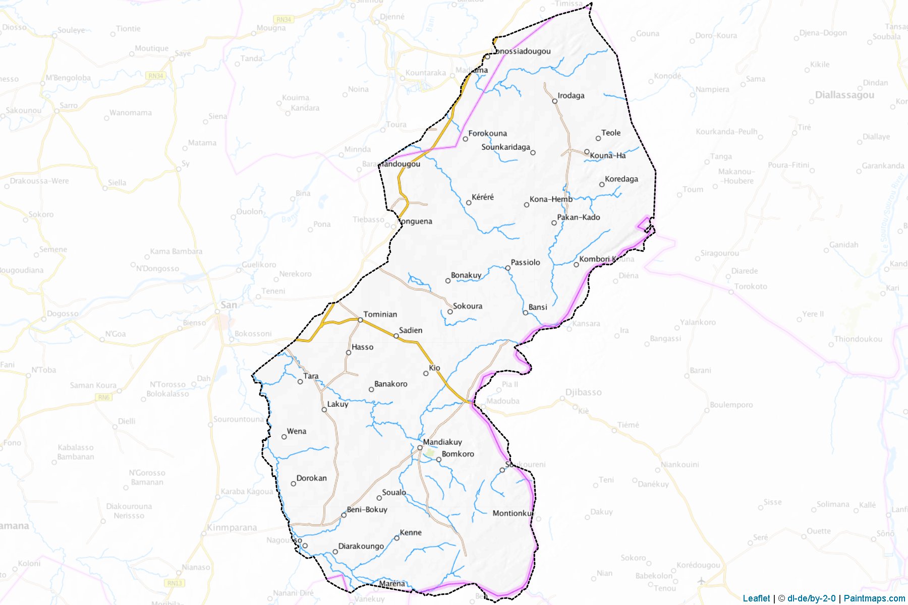 Muestras de recorte de mapas Tominian (Ségou)-1