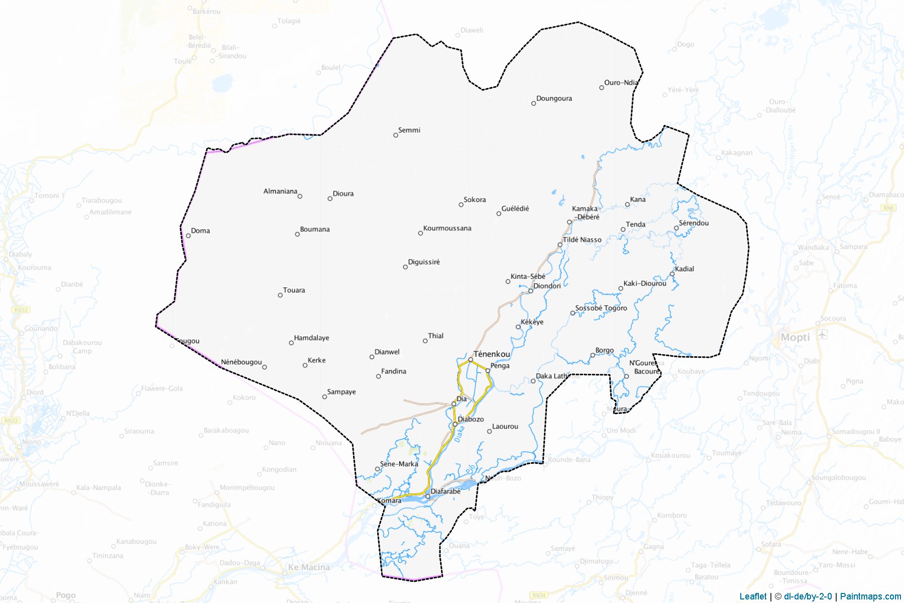 Muestras de recorte de mapas Tenenkou (Mopti)-1