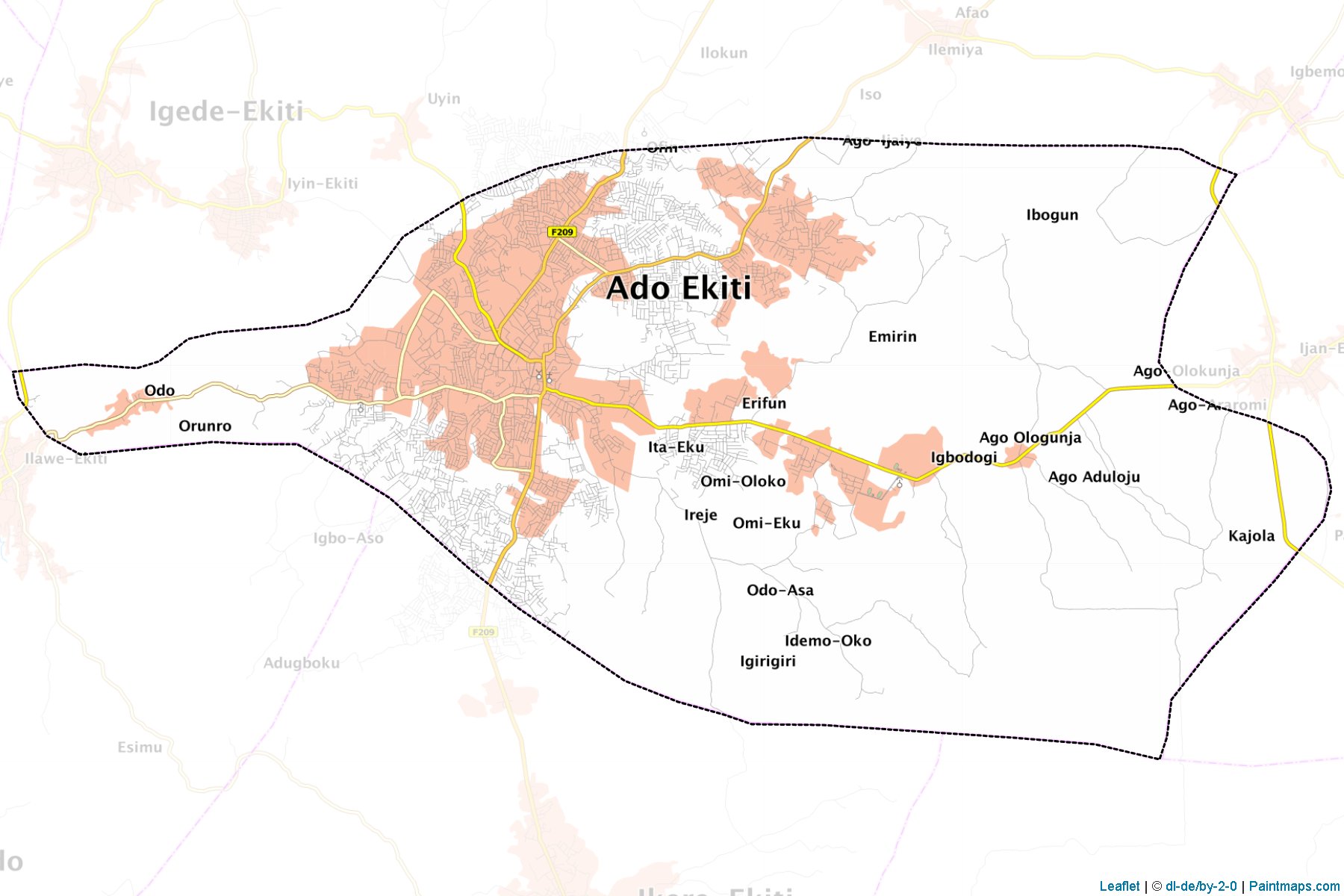 Muestras de recorte de mapas Ado Ekiti (Ekiti)-1