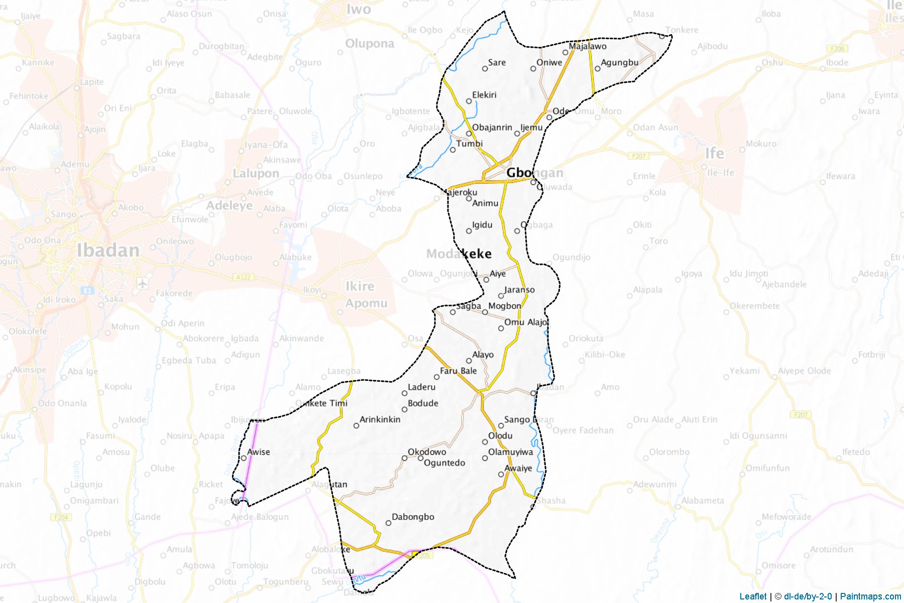 Muestras de recorte de mapas Aiyedade (Osun)-1