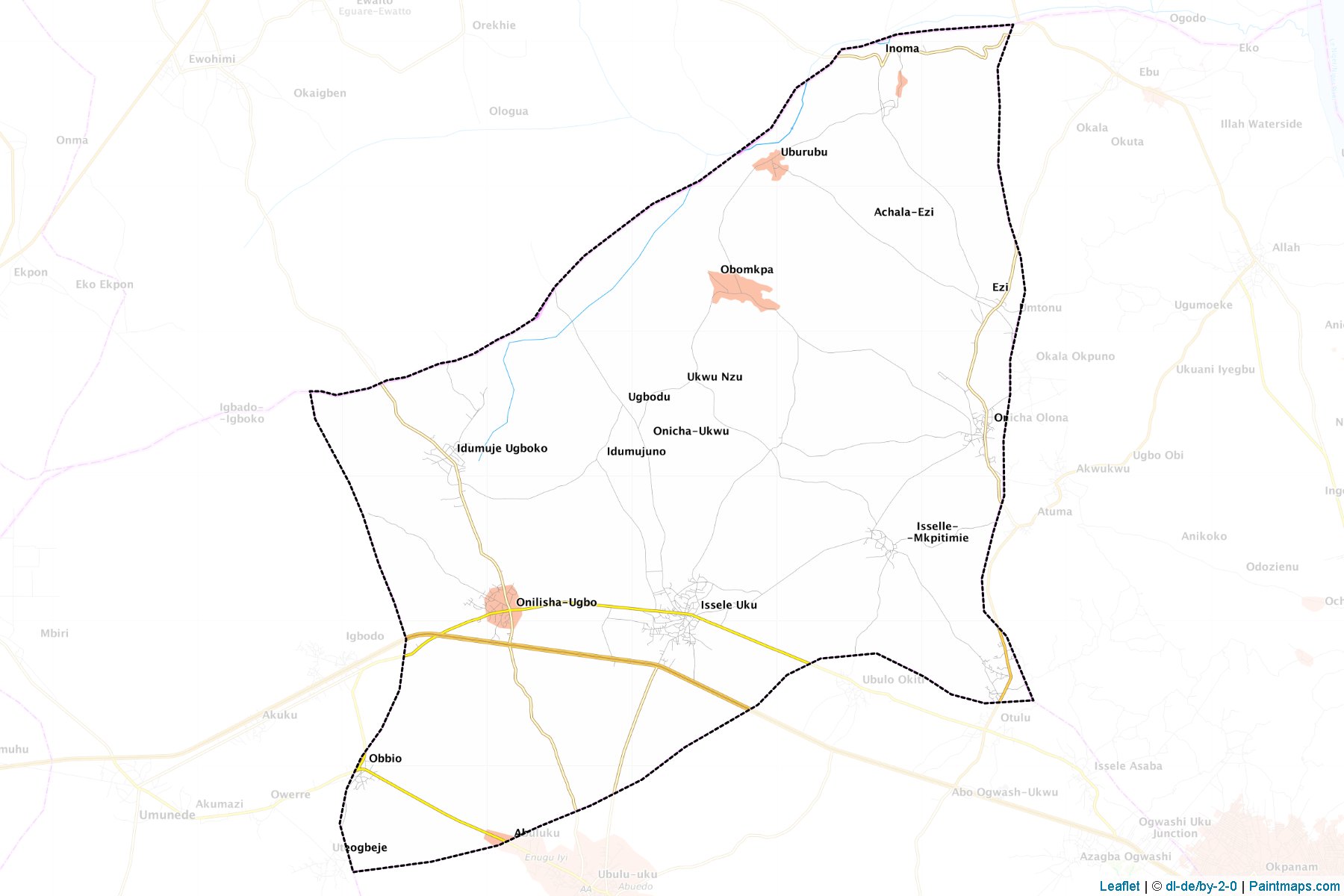 Muestras de recorte de mapas Aniocha North (Delta)-1