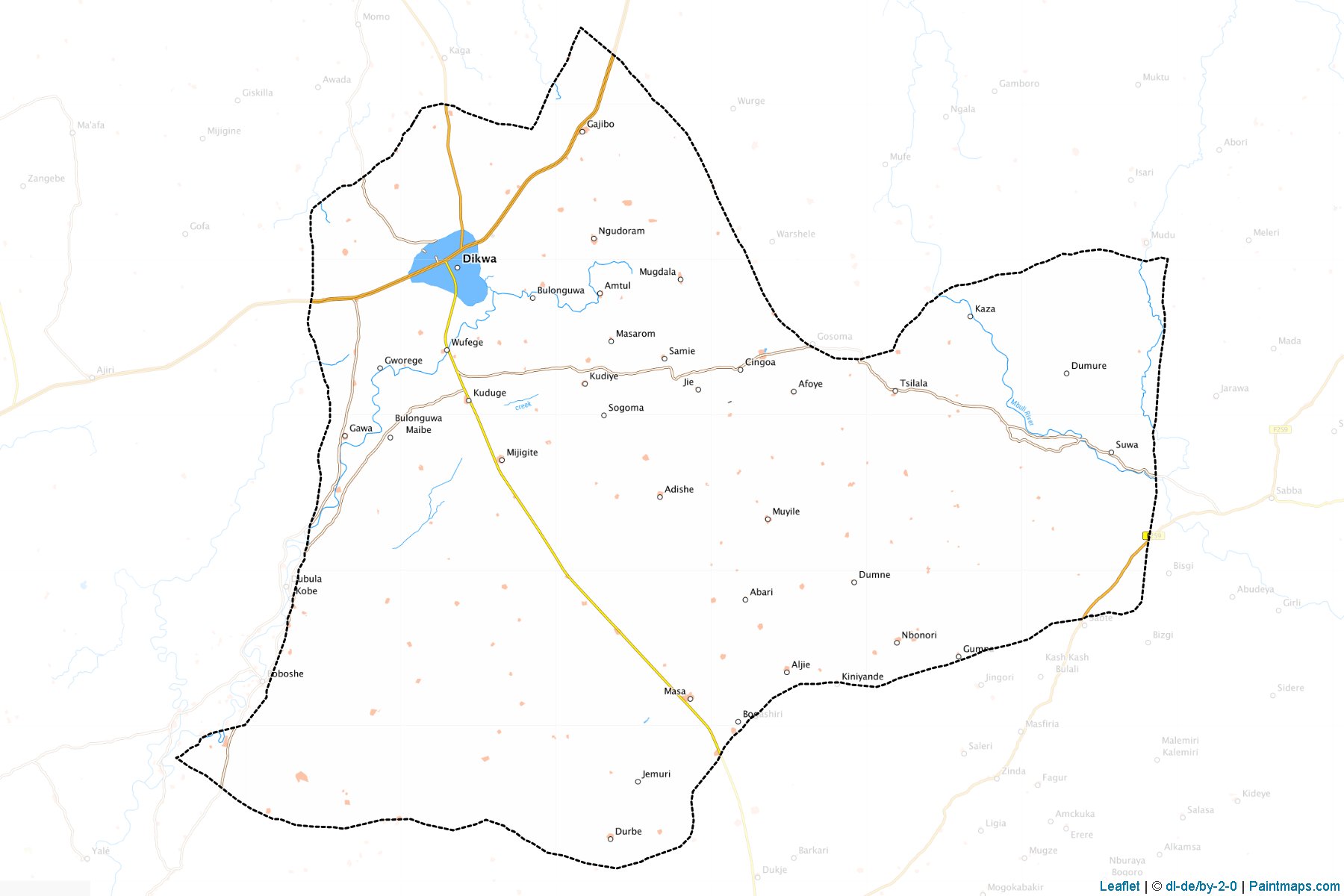 Muestras de recorte de mapas Dikwa (Borno)-1