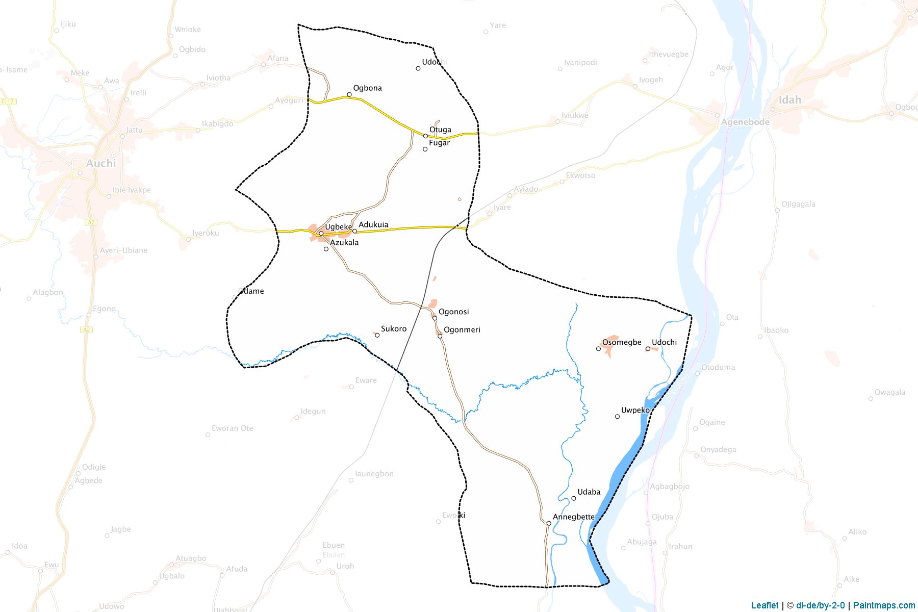 Muestras de recorte de mapas Etsako Central (Edo)-1