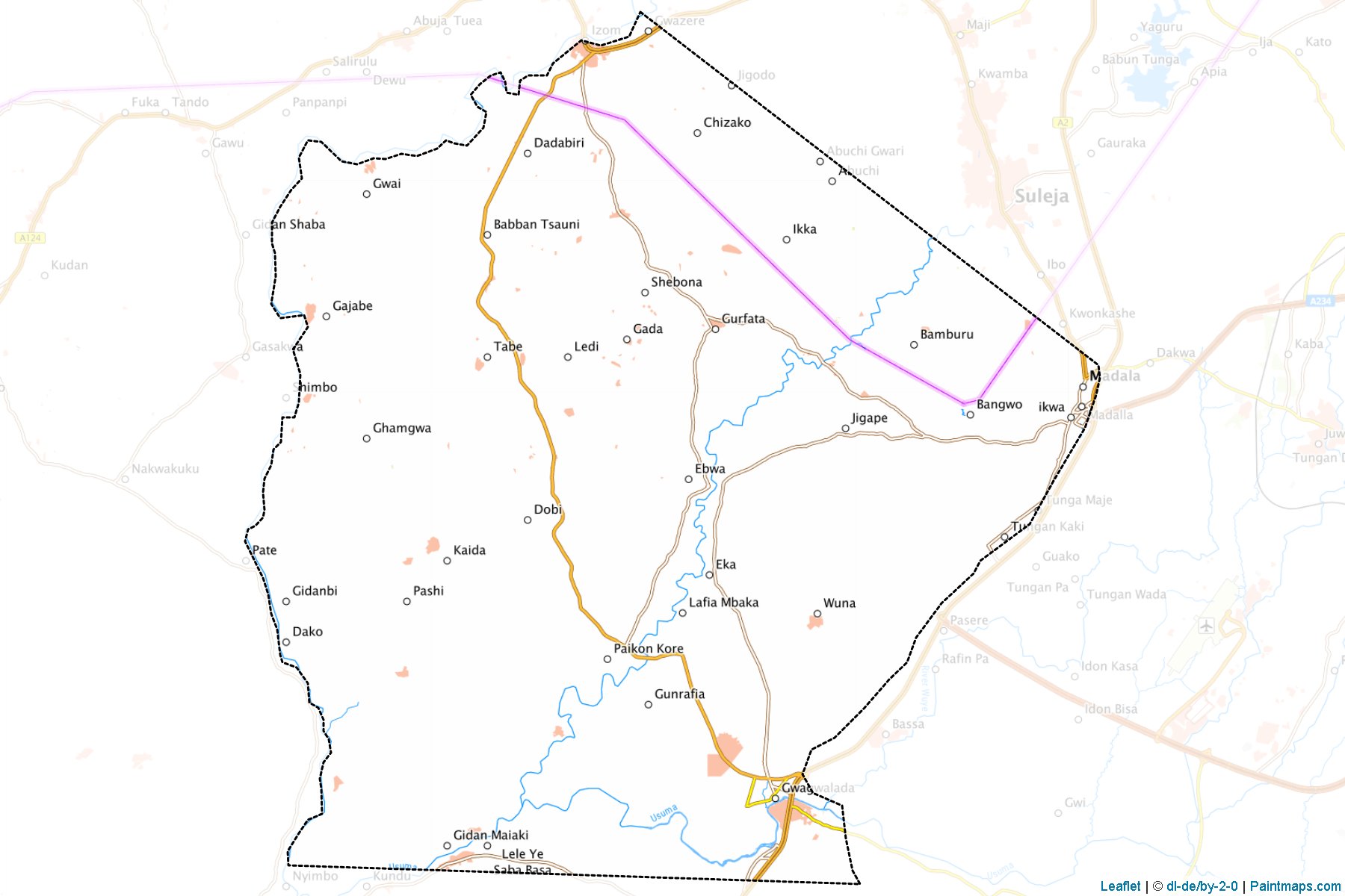 Muestras de recorte de mapas Gwagwalada (Federal Capital Territory)-1