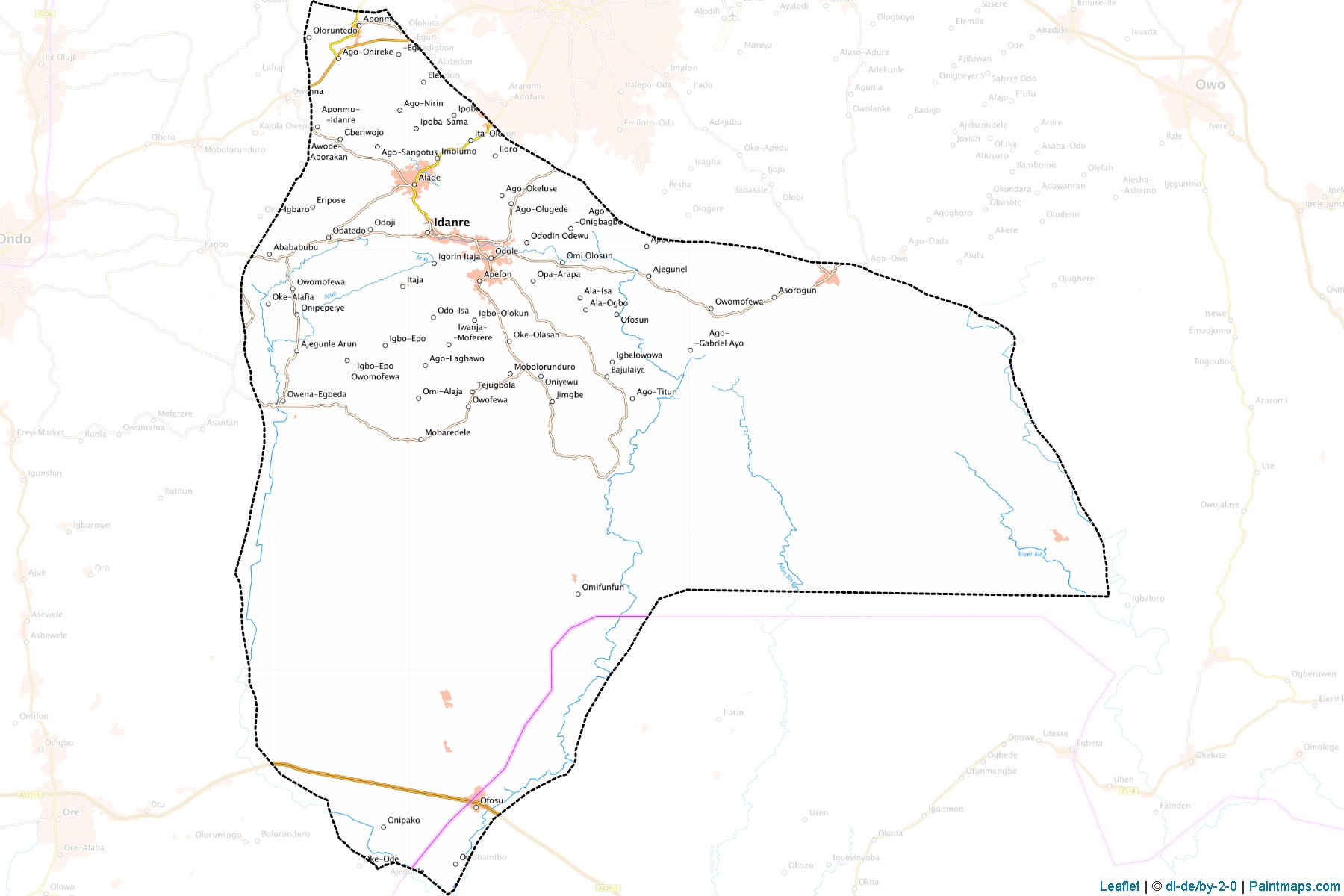 Muestras de recorte de mapas Idanre (Ondo)-1