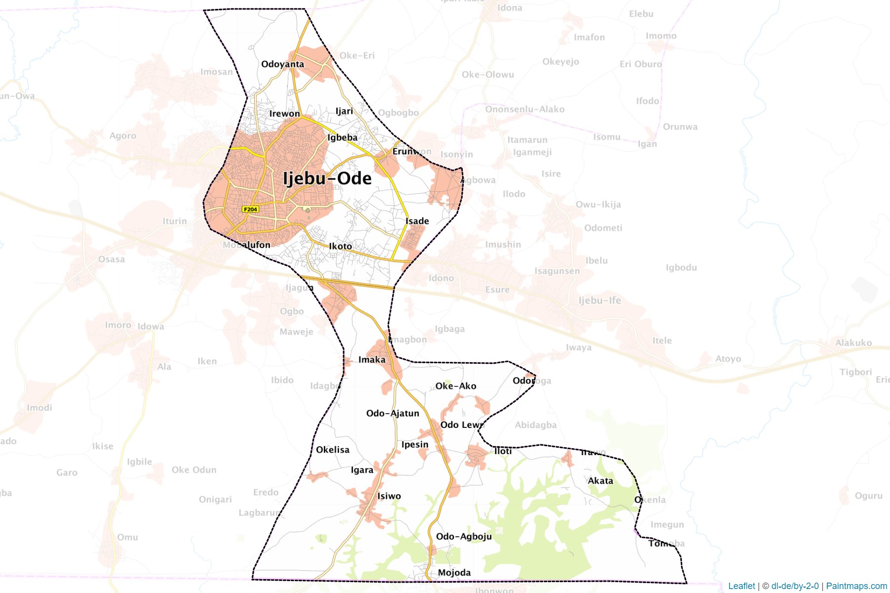 Muestras de recorte de mapas Ijebu ode (Ogun)-1