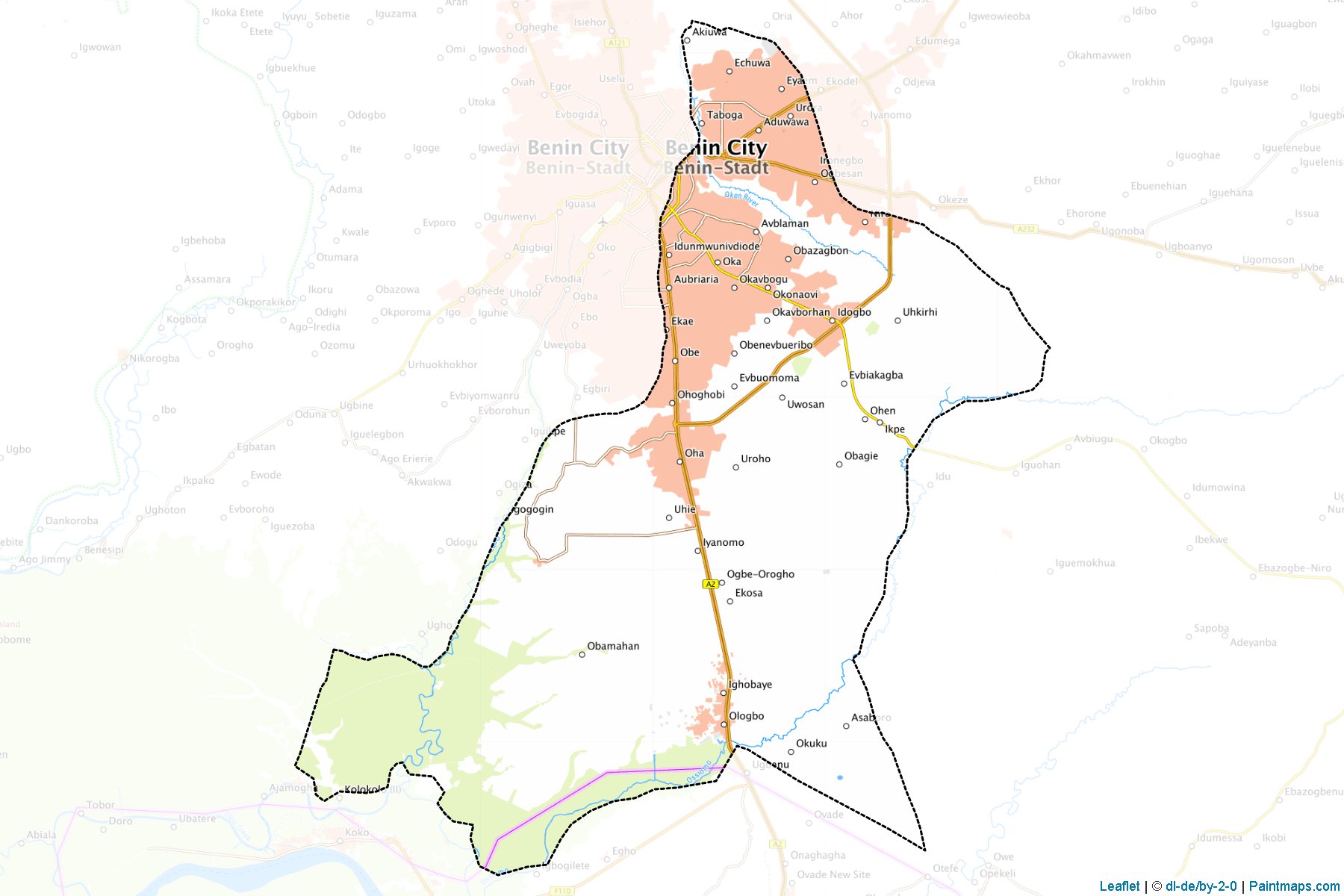 Muestras de recorte de mapas Ikpoba-Okha (Edo)-1