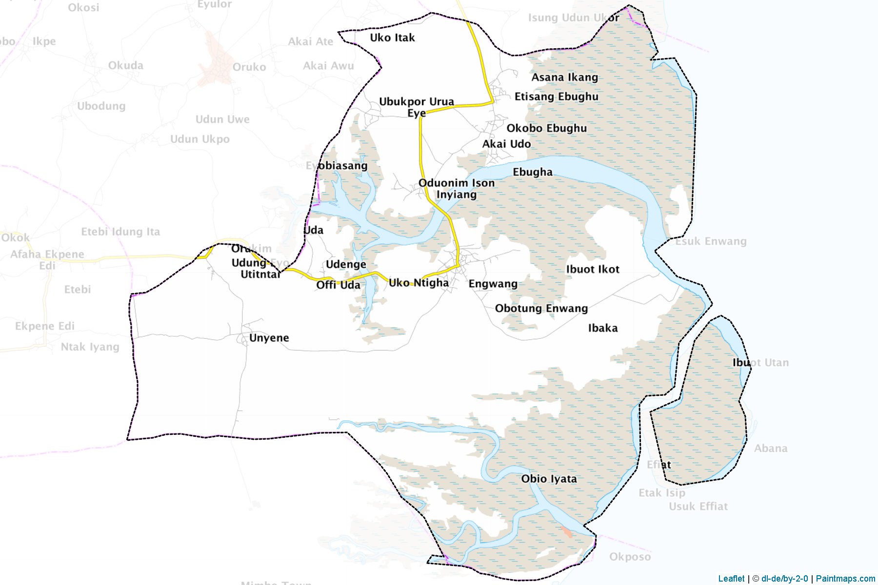 Mbo (Akwa Ibom Eyaleti) Haritası Örnekleri-1