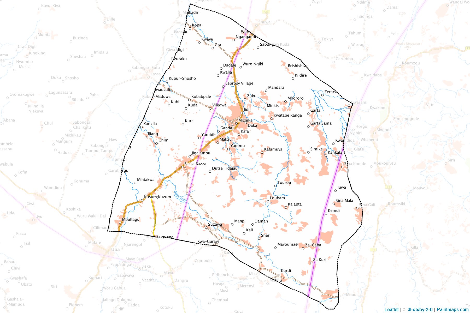 Muestras de recorte de mapas Michika (Adamawa)-1